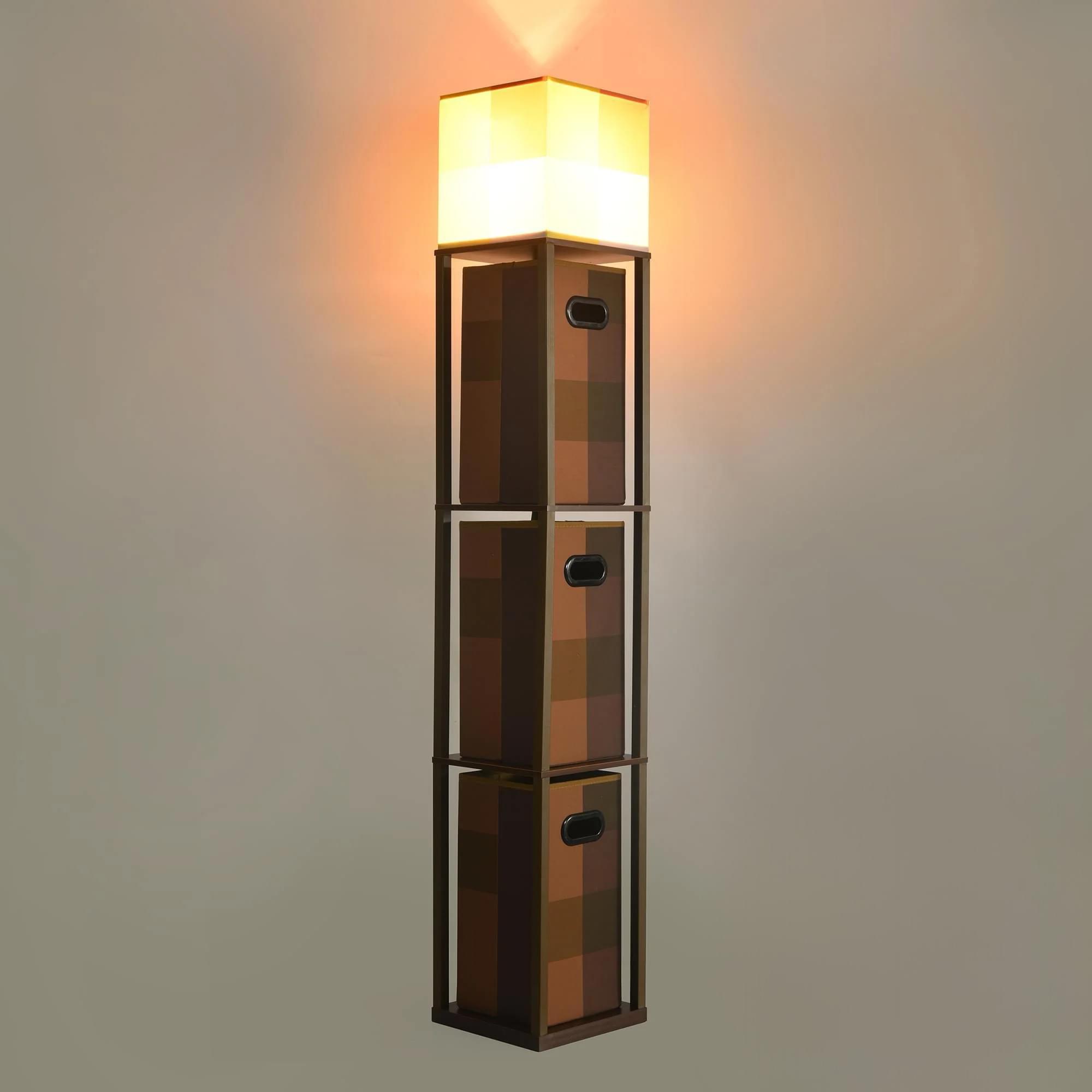Alt View 1. Ukonic - Minecraft Brownstone Torch Standing Floor Lamp and Storage Unit | 5 Feet Tall - Brown.