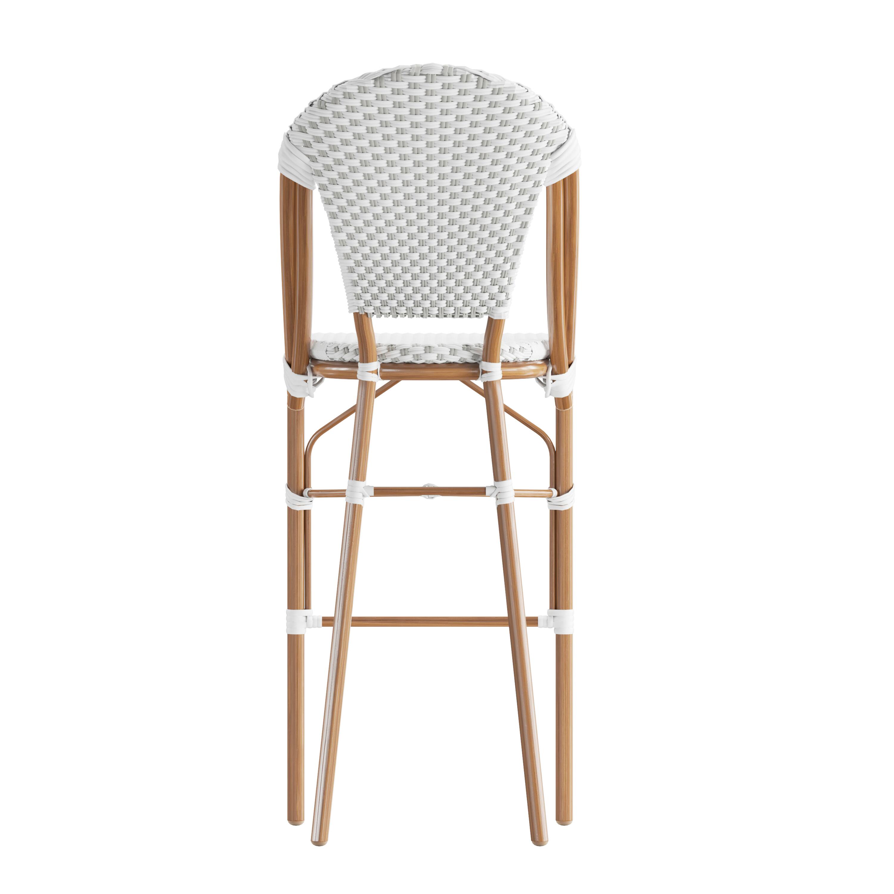Back. Flash Furniture - Lourdes Stackable Indoor/Outdoor Bistro 30" High Barstool, Commercial Grade, White/Gray and Bamboo Finish - Gray.