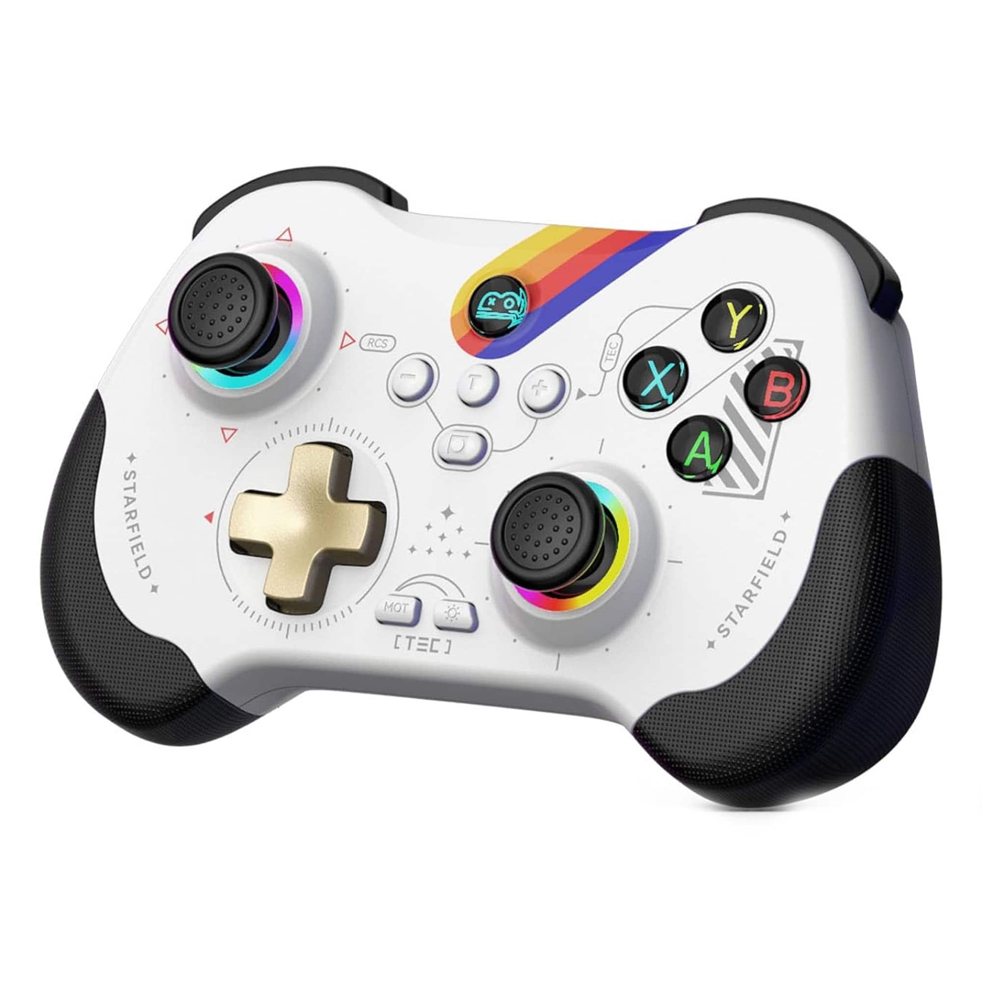 YONWAY - Wireless Gaming Controller, Remote Joystick with Hall Effect Triggers, Dual Axis Vibration for Android/PC/Switch/iOS - White