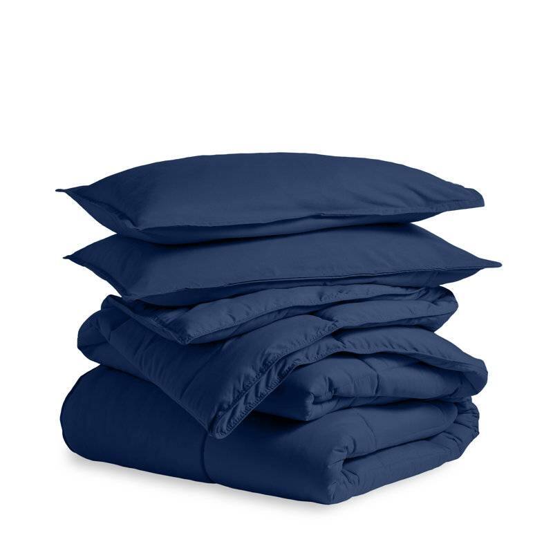Angle. Hivvago - Full/Double size Super Soft Down Alternative Comforter Set in Navy Blue - Navy Blue.