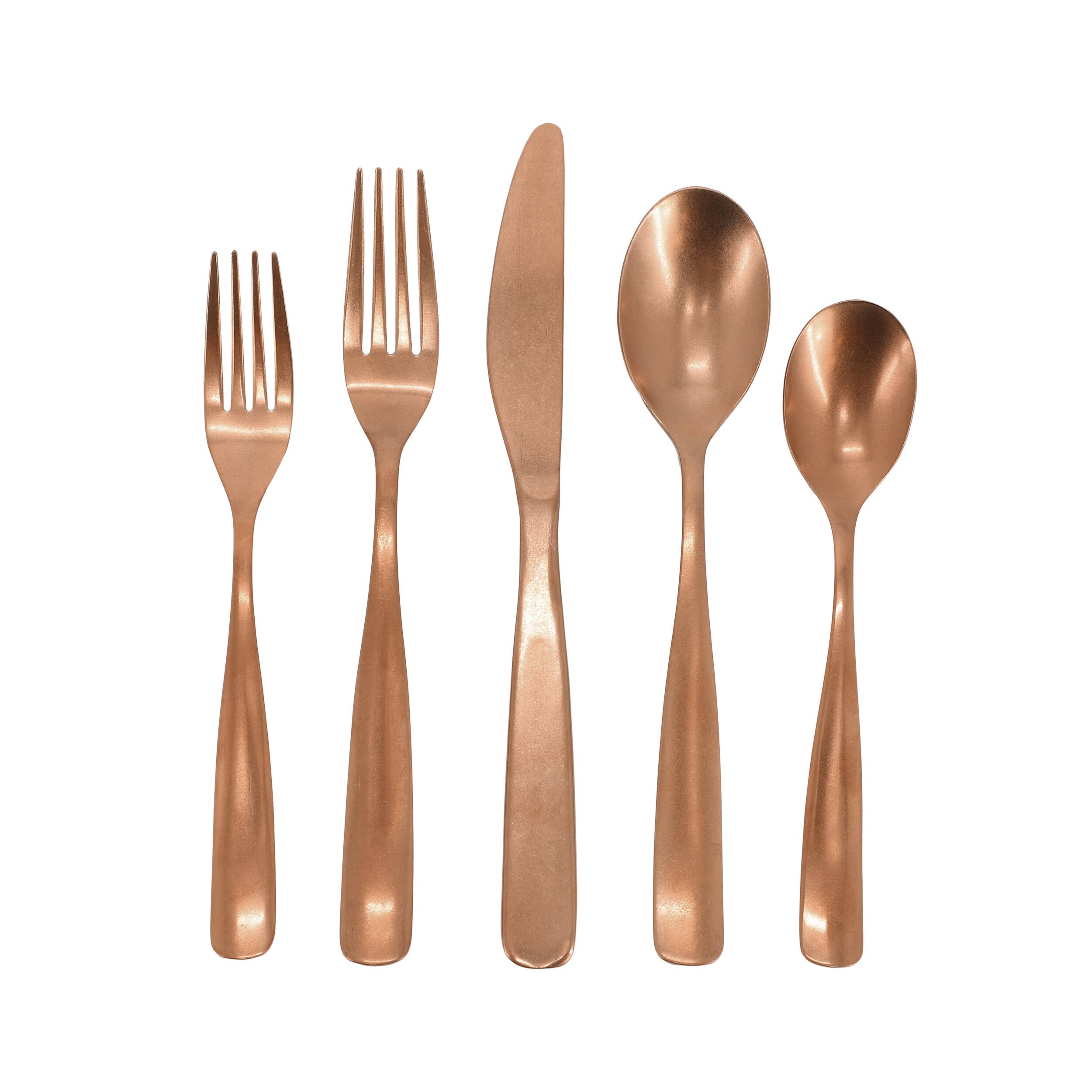 Alt View 2. Gibson - Gibson Home Hulton 20 Piece Stainless Steel Flatware Set in Matte Bronze - Bronze.