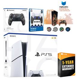 Playstation 5 Slim Disc with Extra Controller, FPS Grip Kit and MightySkins Decal Voucher + 1 Year CPS - PlayStation 5