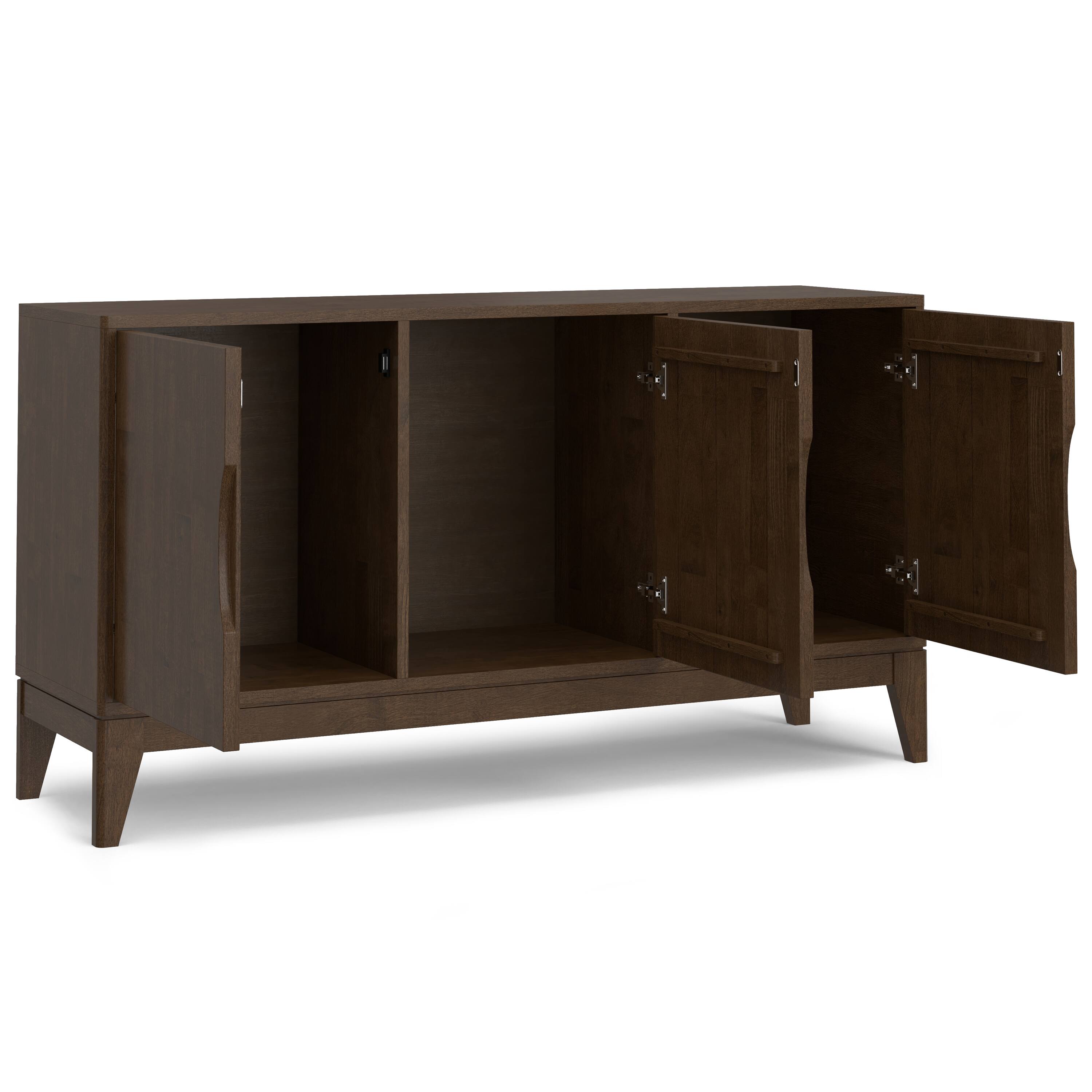 Back. Simpli Home - Simpli Home Harper 60 inch Wide Solid Wood 3 Door Sideboard Buffet in Walnut Brown - Walnut Brown.