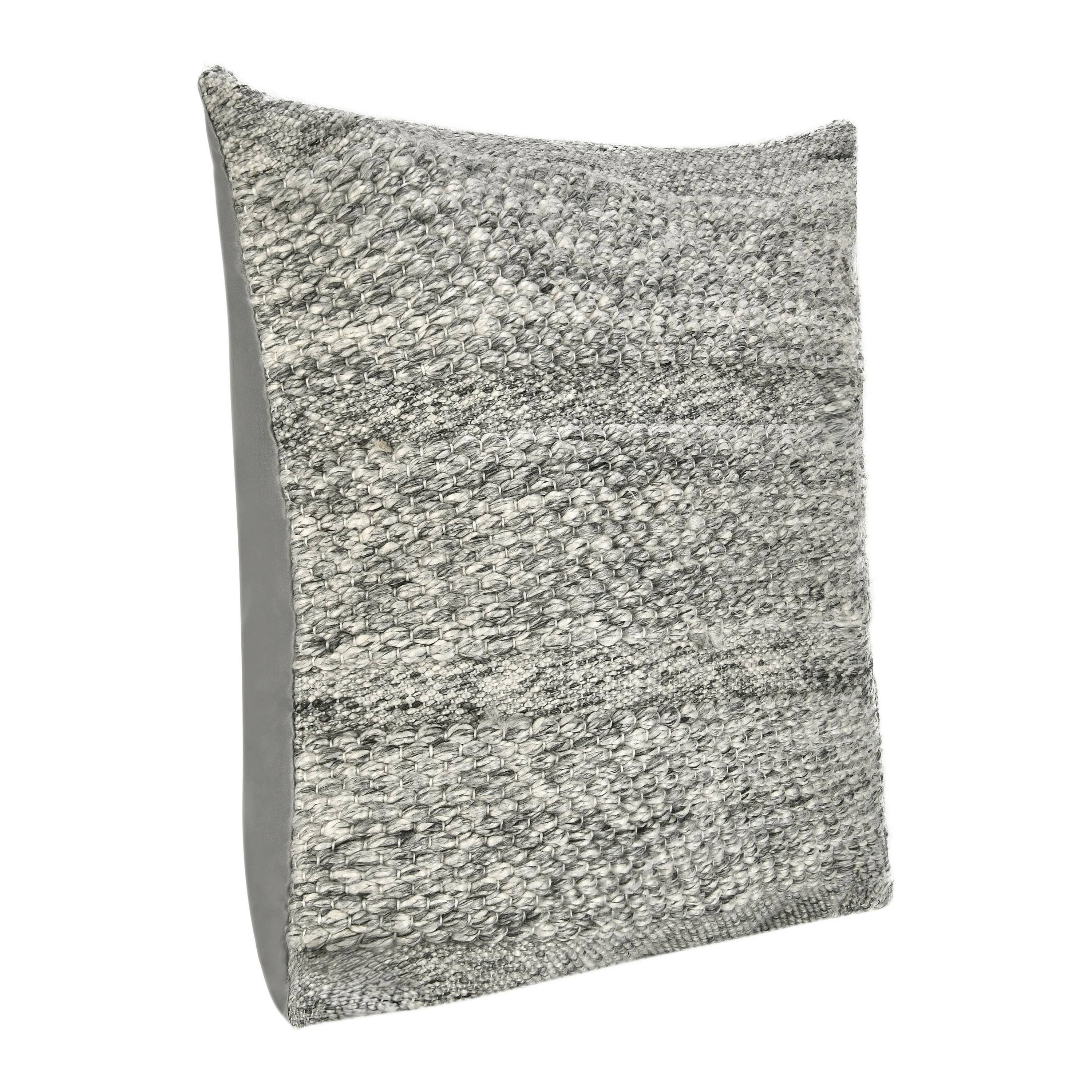 Back. Manhattan Lane - Dolu Throw Pillow, Hand Woven Texture, 24 Inch Recycled - Gray.