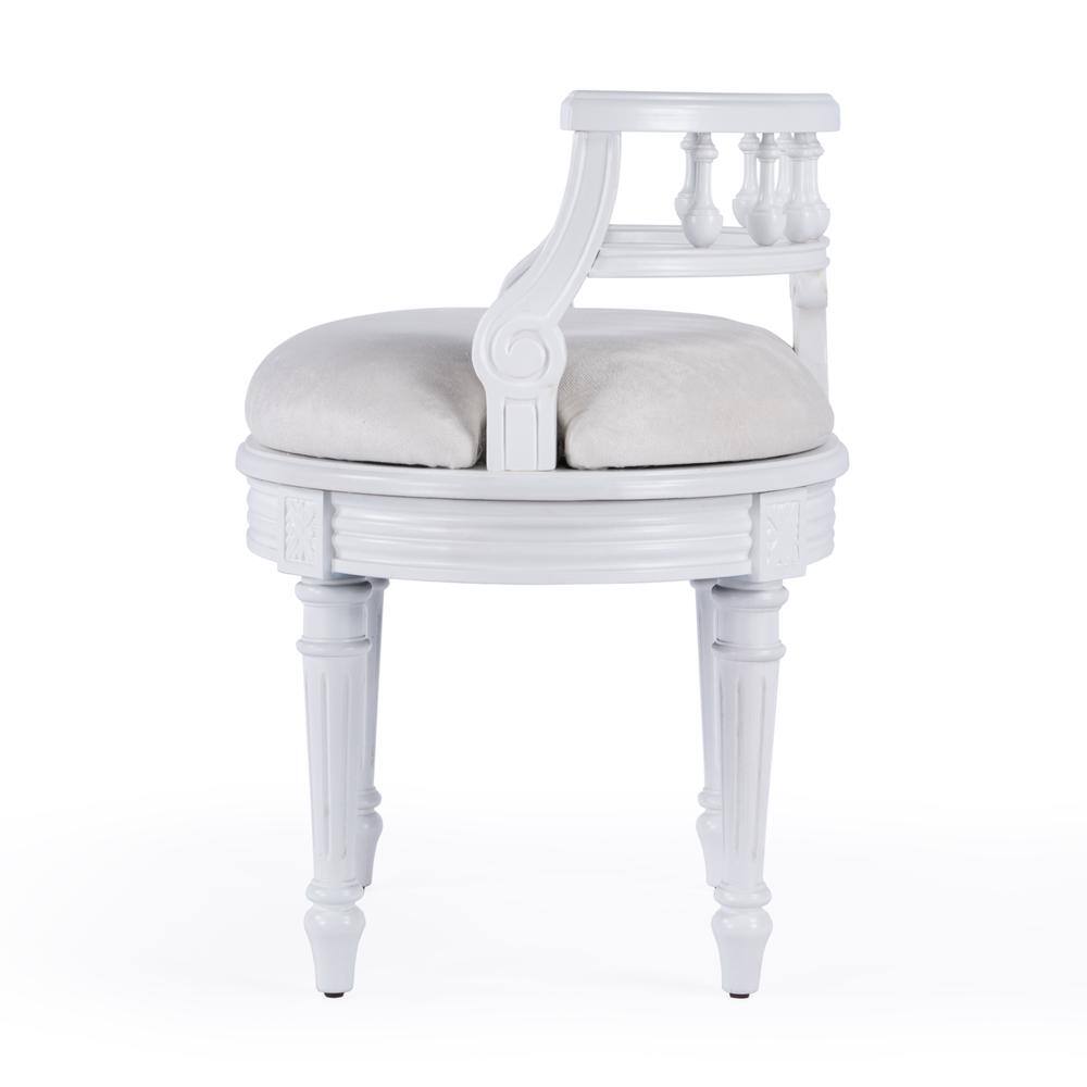 Alt View 2. Butler Specialty - Hathaway Upholstered 22.5"W Vanity Seat - White.