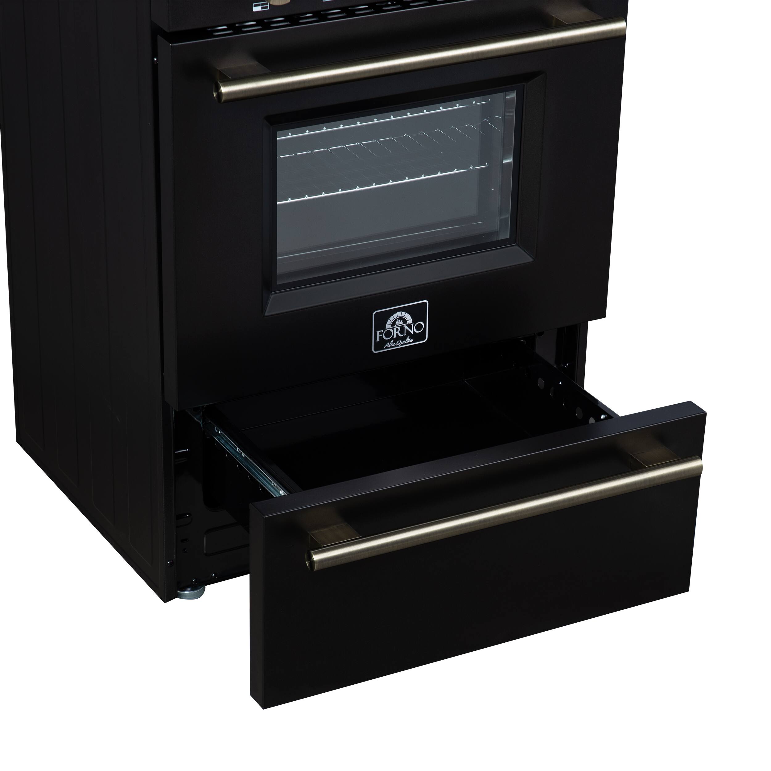 Alt View 14. Forno Appliances - Breno 2.3 Cu. Ft. Freestanding Gas Range with Antique Brass Accents - Black.
