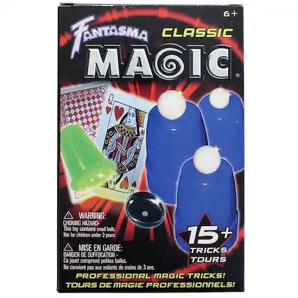 6+ FANTASMA CLASSIC MAGIC - WARNING: CHOKING HAZARD- This toy contains small balls. Not for children under 3 years. 15+ MISE EN GARDE: DANGER DE SUFFOCATION- Ce jouet comprend petites balles. Ne convient pas aux enfants de moins de 3 ans. PROFESSIONAL MAGIC TRICKS! TOURS DE MAGIE PROFESSIONNELS!