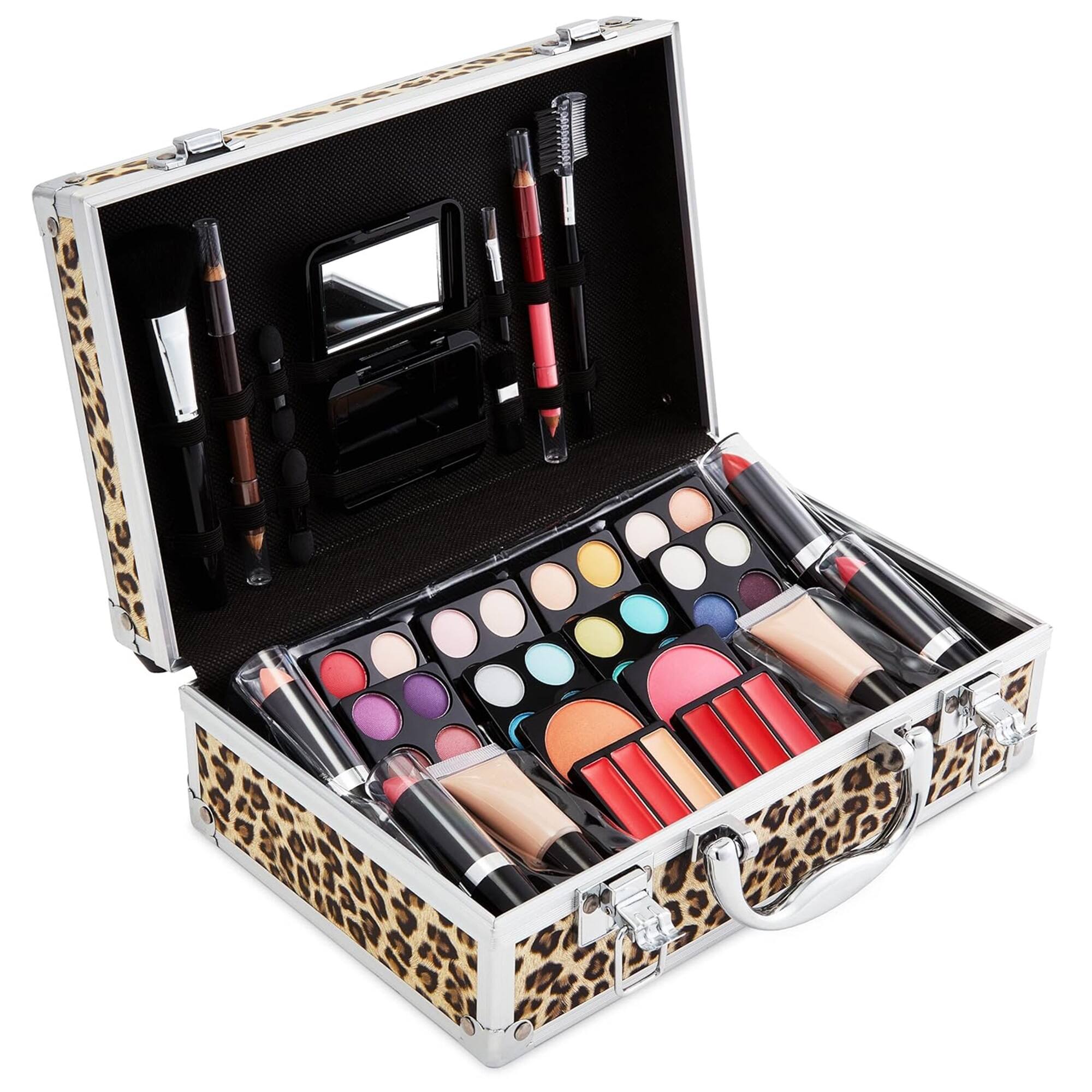 Vokai - Makeup Kit Set, 79-Piece Makeup Set with Case and Carrying Handle - Silver Leopard