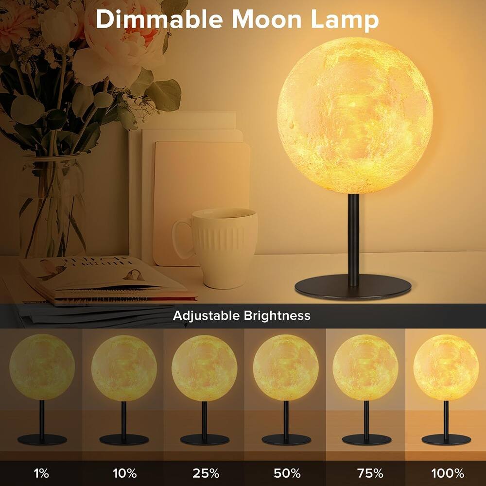 Angle. MOSZAR LLC - Moon Table Lamp, 30 Modes Night Light for Bedroom & Desk.