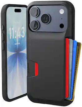 Smartish - iPhone 18 Pro/17 Pro Wallet Case - Wallet Slayer Vol 1 - Slim Grip Card Holder Cover - Black - Black Tie Affair