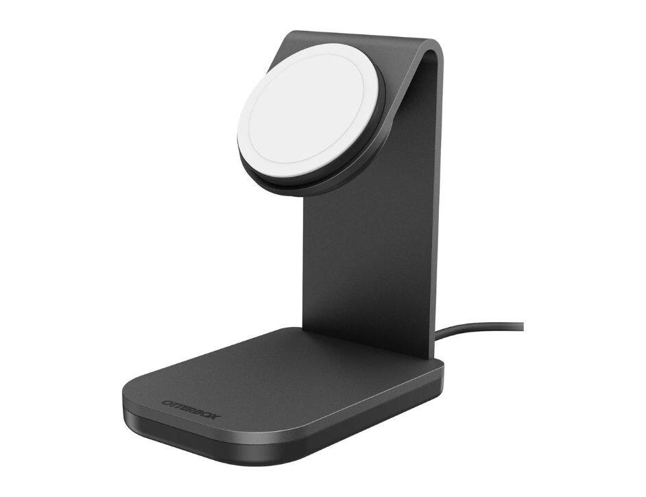 Left. OtterBox - Otterbox Charging Stand with MagSafe Black - Black.