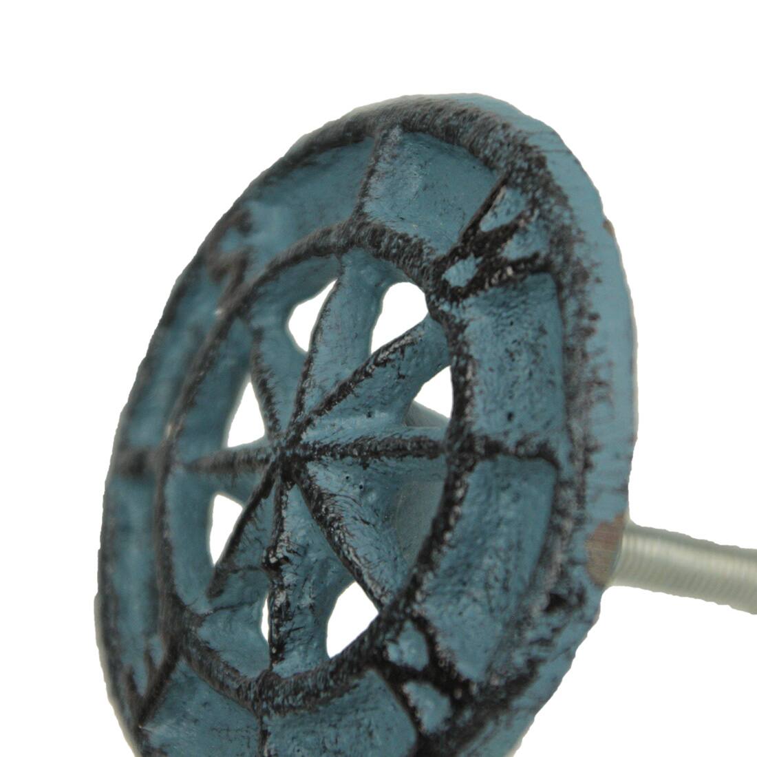 Alt View 2. Zeckos - Set of 12 Light Blue Cast Iron Compass Rose Drawer Pulls Cabinet Hardware Knobs - Light Blue.