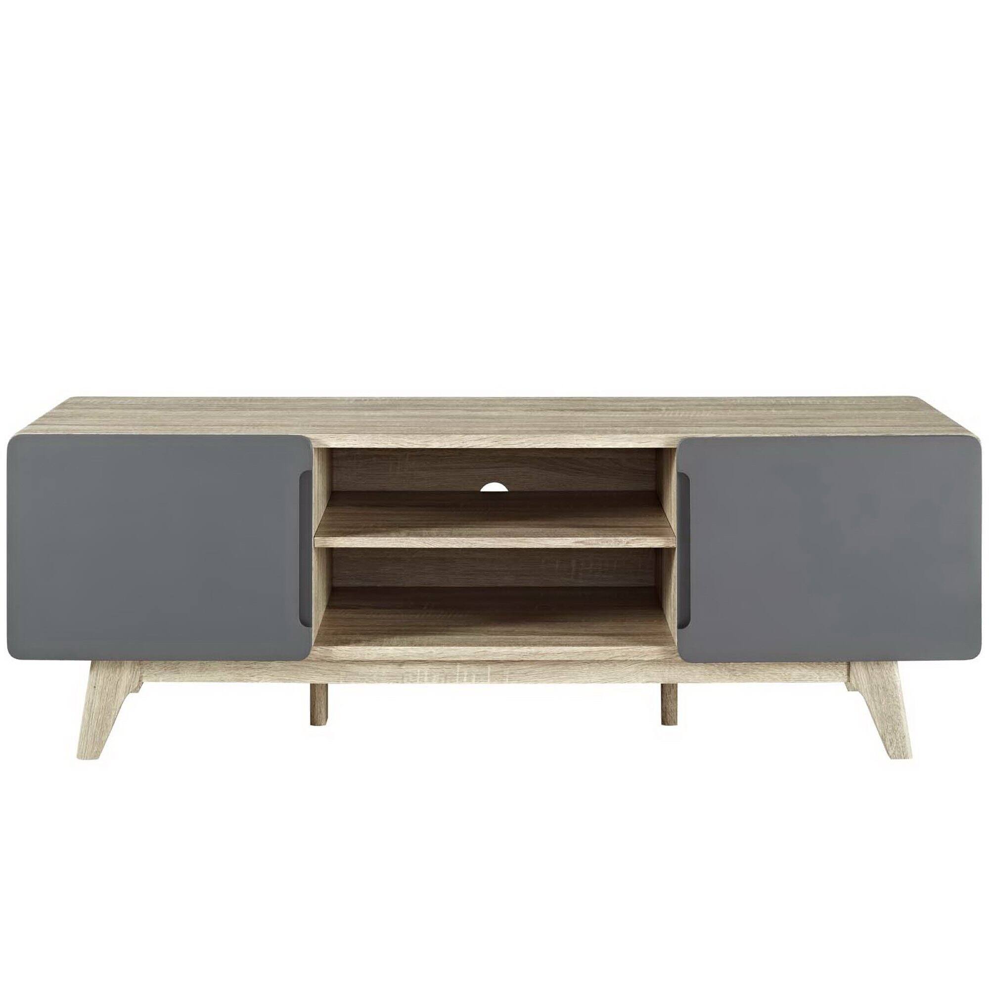 Back. Modway - Tread 59" TV Stand by Modway - Natural Gray.