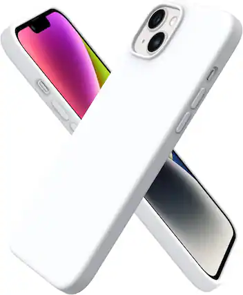 Front. Ornarto - ORNARTO Compatible with iPhone 14 Case 6.1", Slim Liquid Silicone 3 Layers Full Covered Protective Cover-White - White.