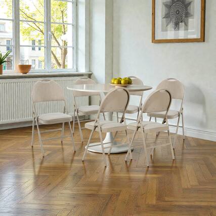 Front. Hivvago - 6-Pack Folding Chairs with Backrest and Convenient Handle for Portability - Beige.