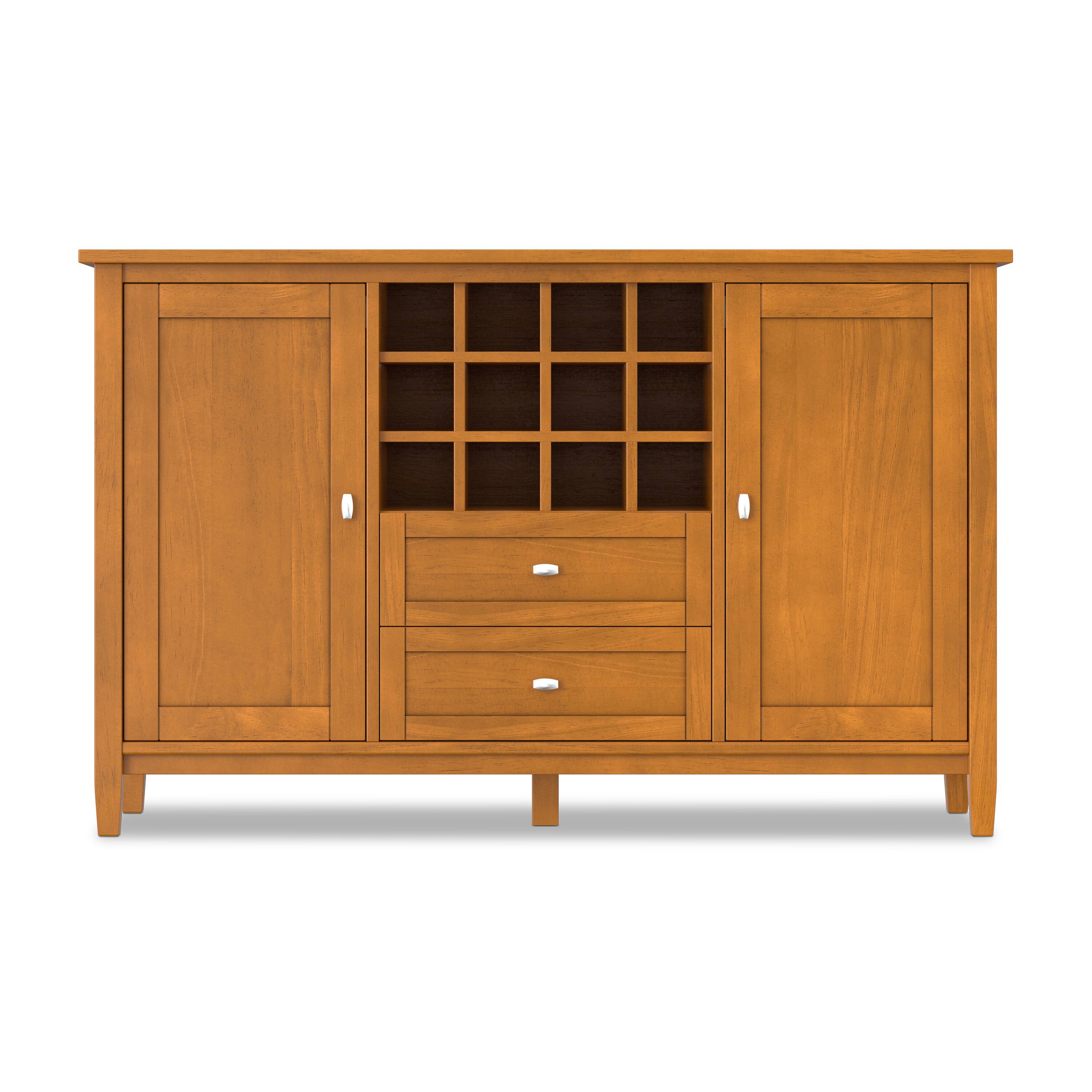 Left. Simpli Home - Warm Shaker Storage Cabinet with Wine Rack - Light Golden Brown.