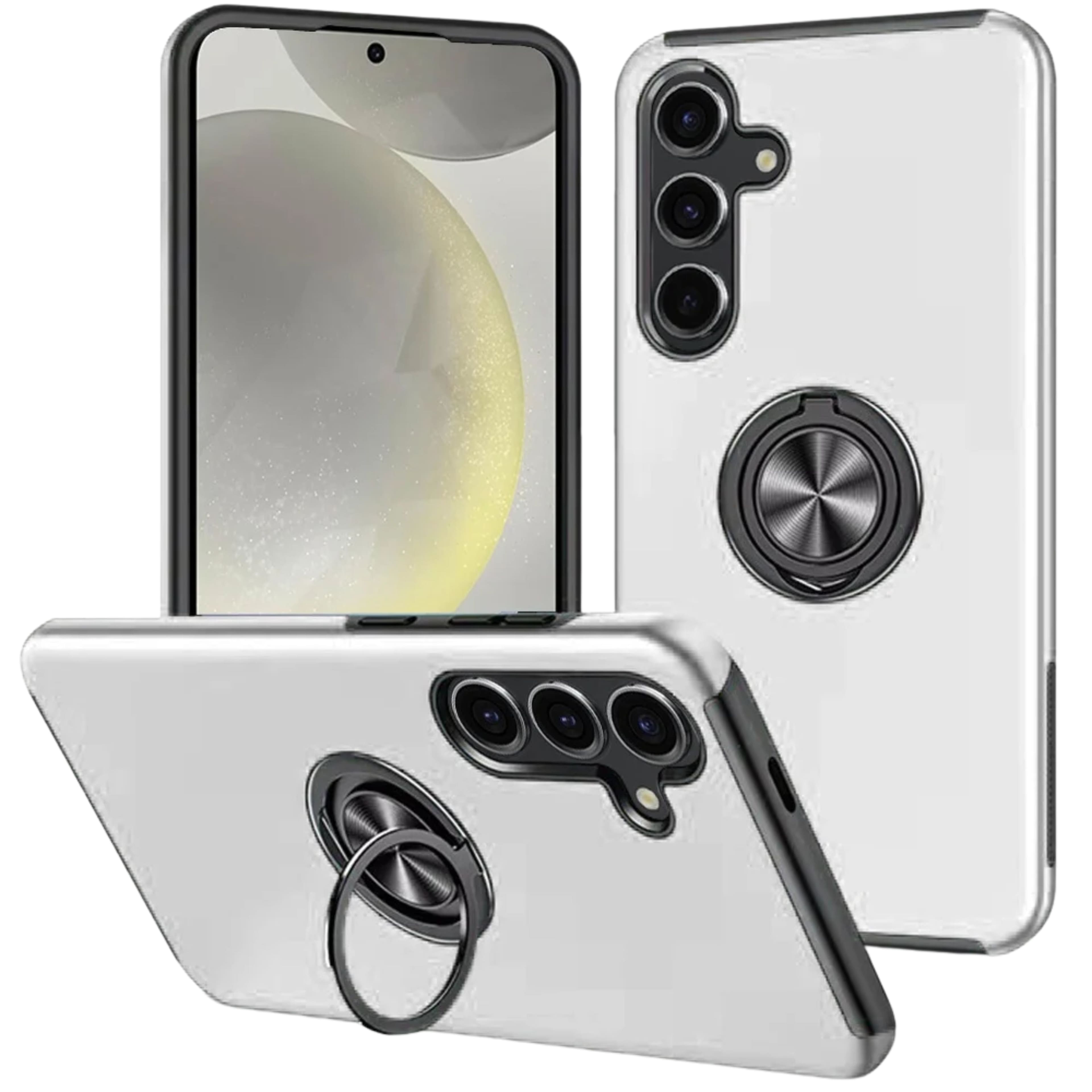 Kitcheniva - Rubber Dual Layer Magnetic Ringstand Plus Tempered Glass For Samsung S25 Plus/S24 Plus - Silver price history on PriceWatchPro