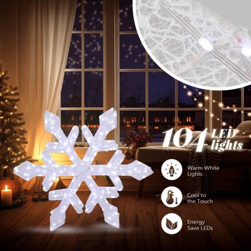 LED 104 Lights  
Warm White Lights  
Cool to the Touch  
Energy Save LEDs