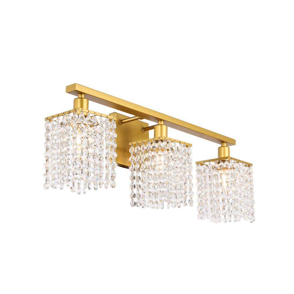 Alt View 3. Living District - Phineas 3 light Brass and Clear Crystals wall sconce - Brass And Clear Crystals.