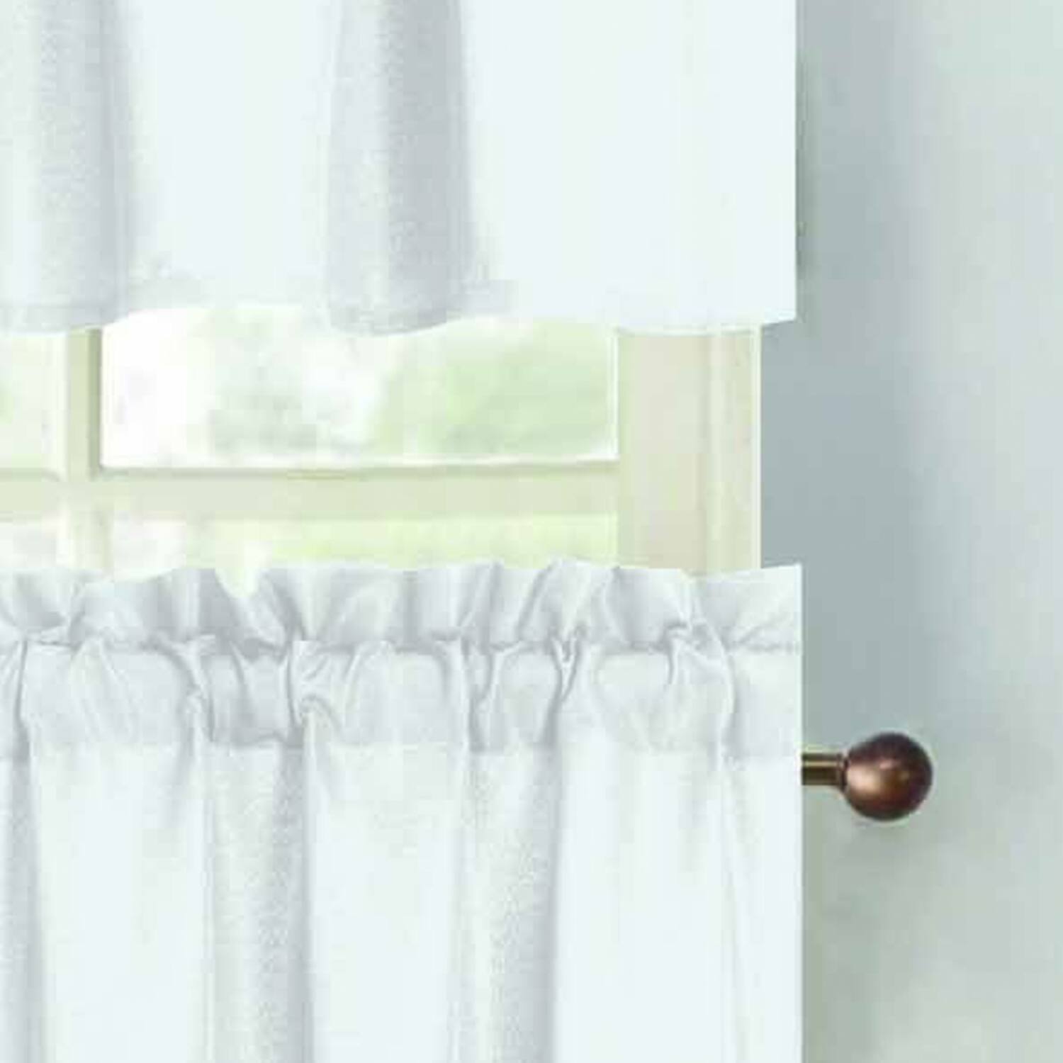 Alt View 2. RT Designers Collection - RT Designers Collection 100% Polyester Gibson Solid 3 PC Kitchen Curtains Valance & Tiers Set 54" x 18" White - White.