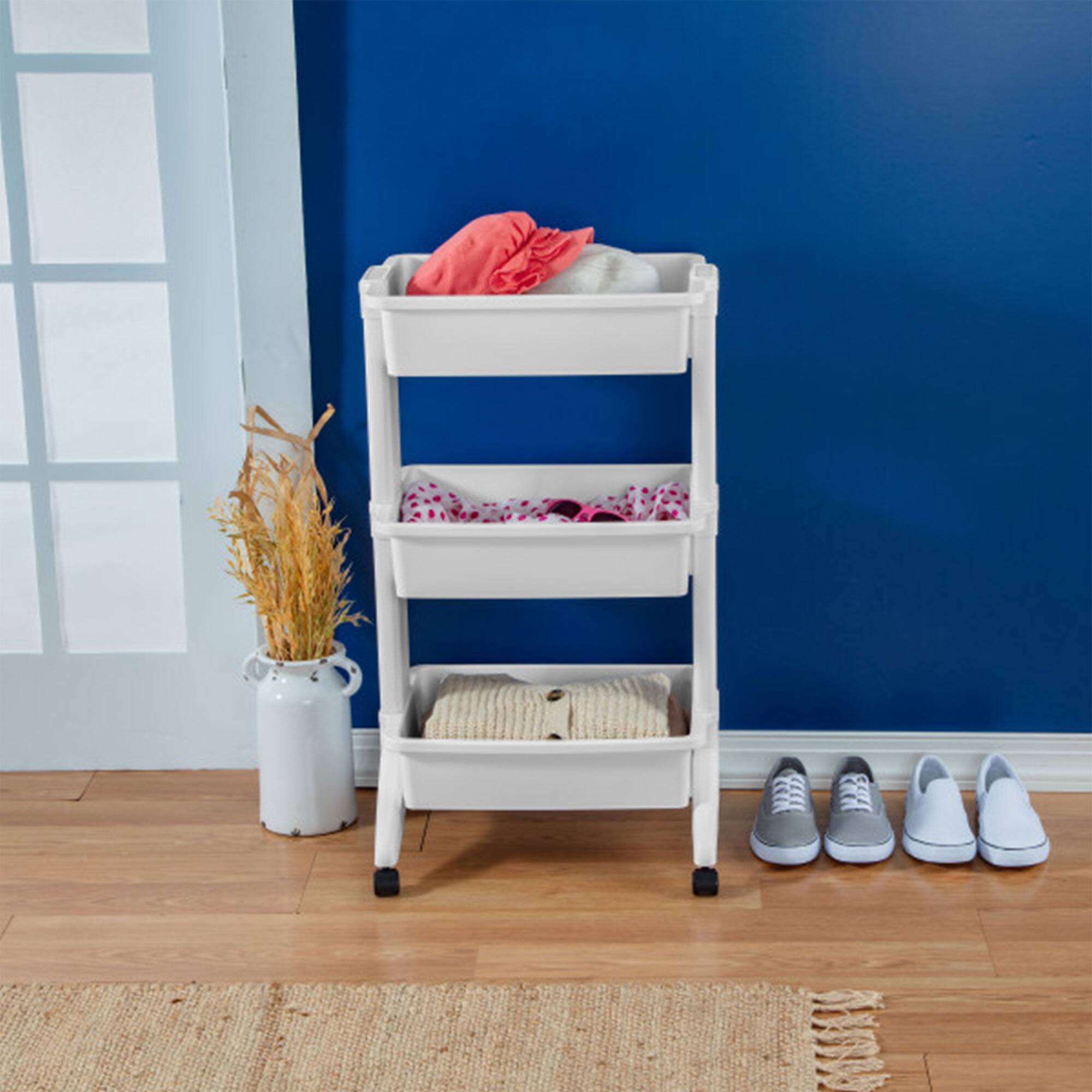 Alt View 2. Sterilite - Sterilite 3 Tier Utility Rolling Organization Cart Portable Storage Bins, 3 Pack - White.