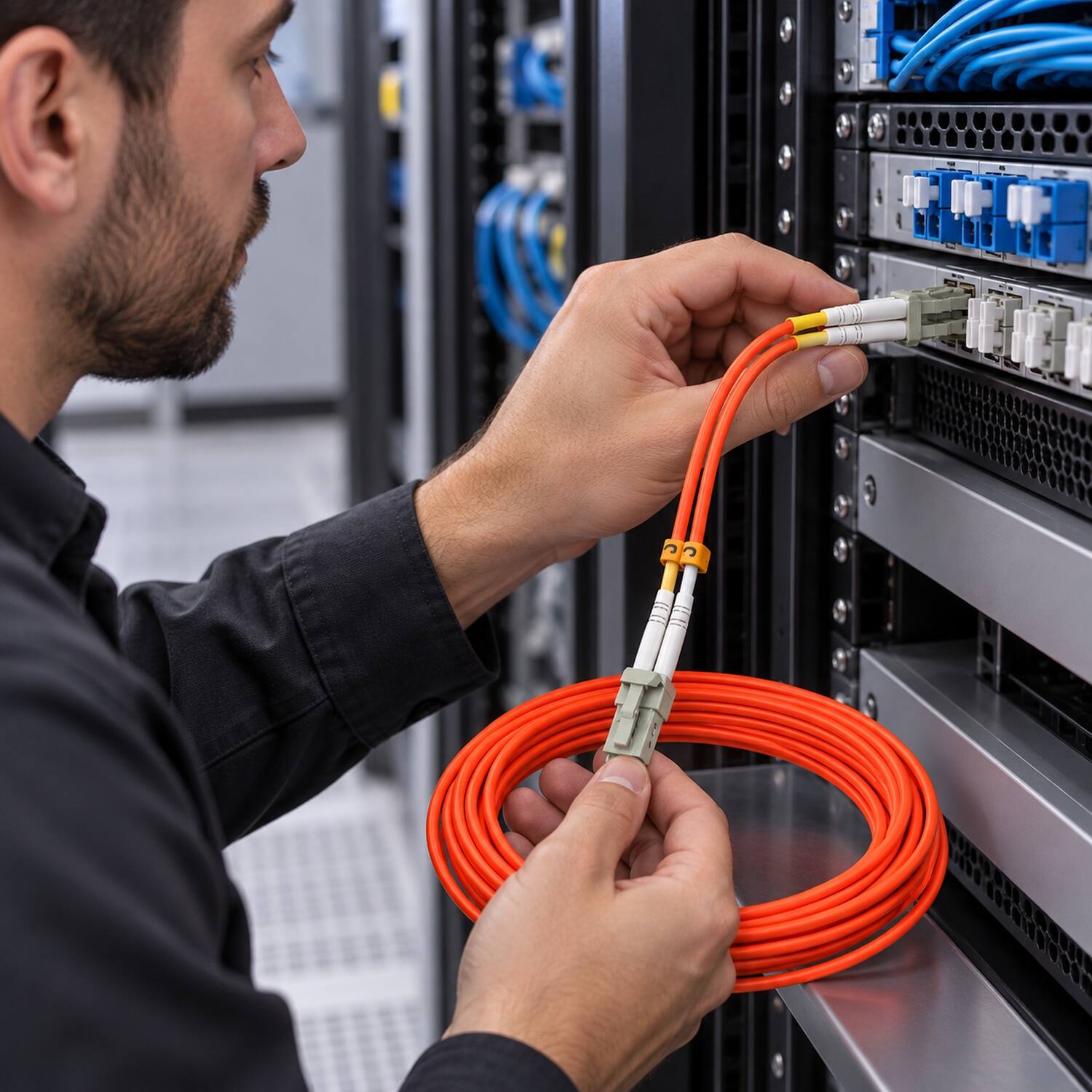 Back. Sanoxy - 15m LC/LC Duplex 62.5/125 Multimode OM1 Fiber Optic Cable - Multi.