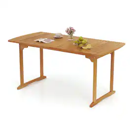 Gymax - Outdoor Wooden Dining Table for 4-6 71'' Acacia Wood Table - Natural
