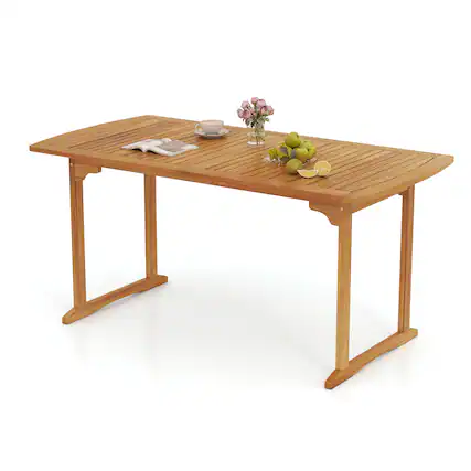 Front. Gymax - Gymax Outdoor Wooden Dining Table for 4-6 71'' Acacia Wood Table - Natural.