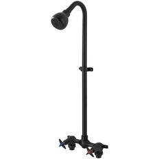 Front. Dazzed Corner - Outdoor Shower Kit Fixtures Faucet System - Matte Black.