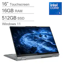 Lenovo - Ideapad 5i 2-in-1 16'' FHD+ Touchscreen Laptop - Intel Core 5 120U - 16GB Memory - 512GB SSD - Windows 11 - Luna Grey