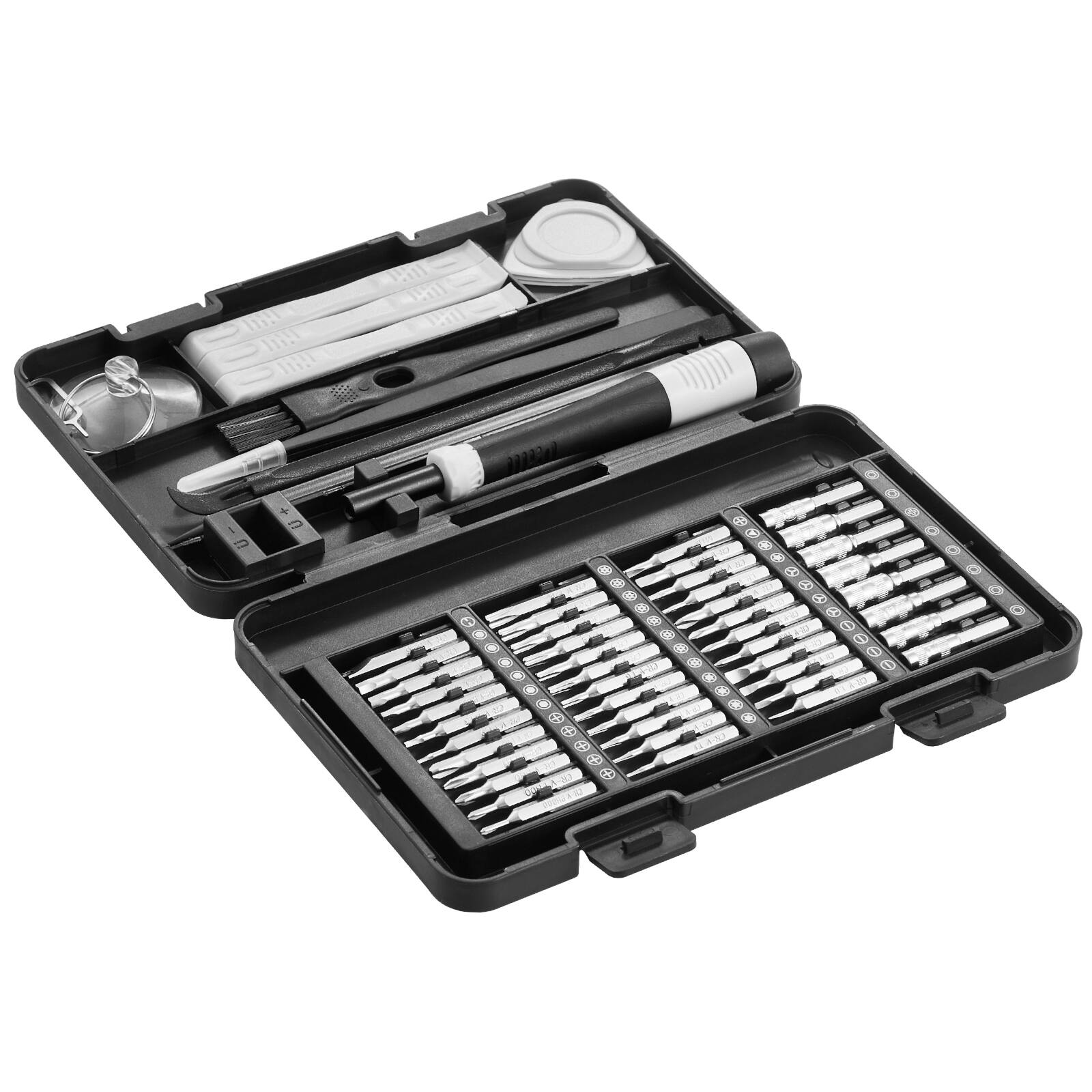 Alt View 5. VEVOR - Screwdriver Set, 59-Piece Small Precision Screwdriver Set with Phillips, Flat Head, Torx, Pentalobe Bits, Tweezer - Black+Grey+Transparent.