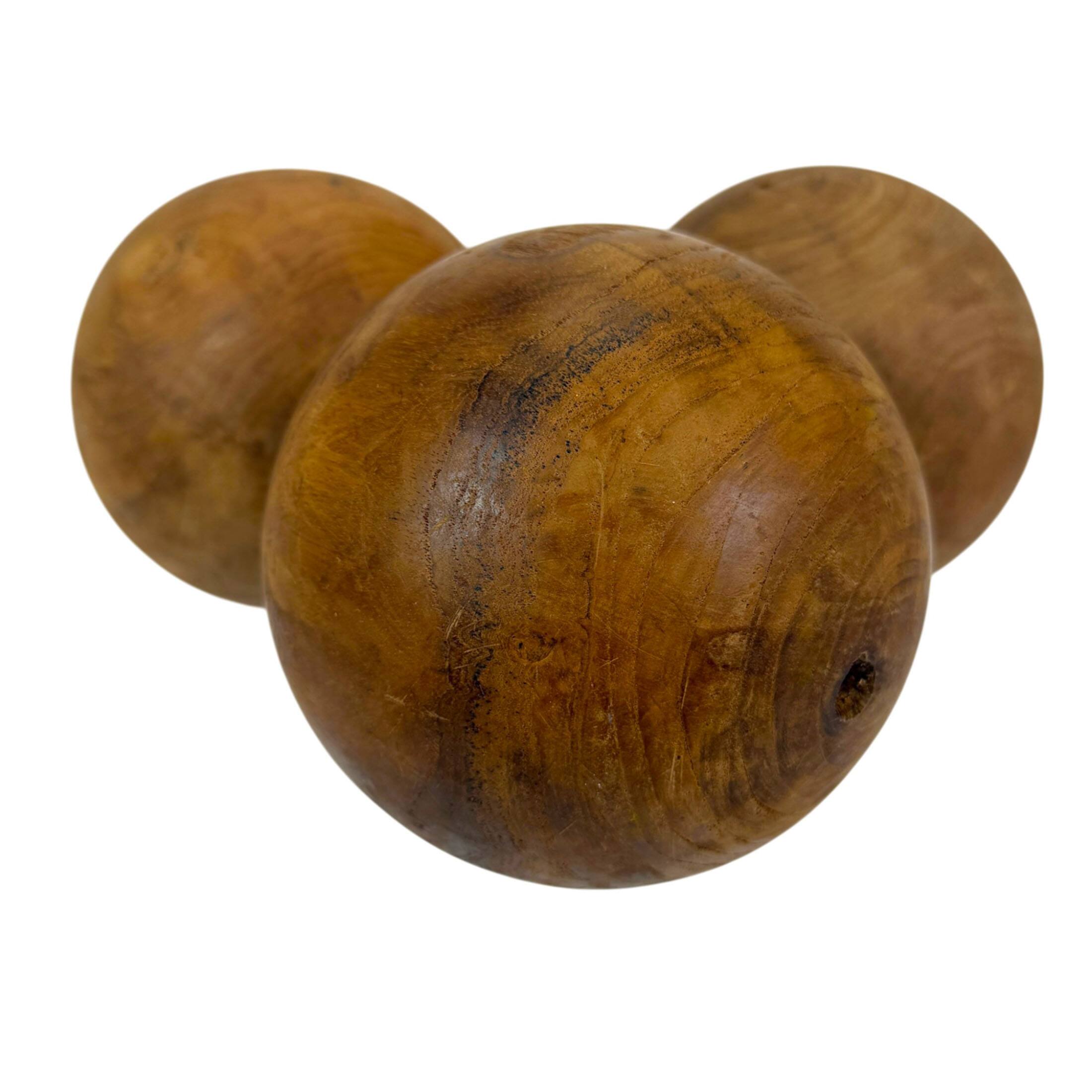 Alt View 1. Things2Die4 - Decorative Wood Orbs Set of 3 Brown Teak 5.5 in Rustic Minimalist Balls - Brown.