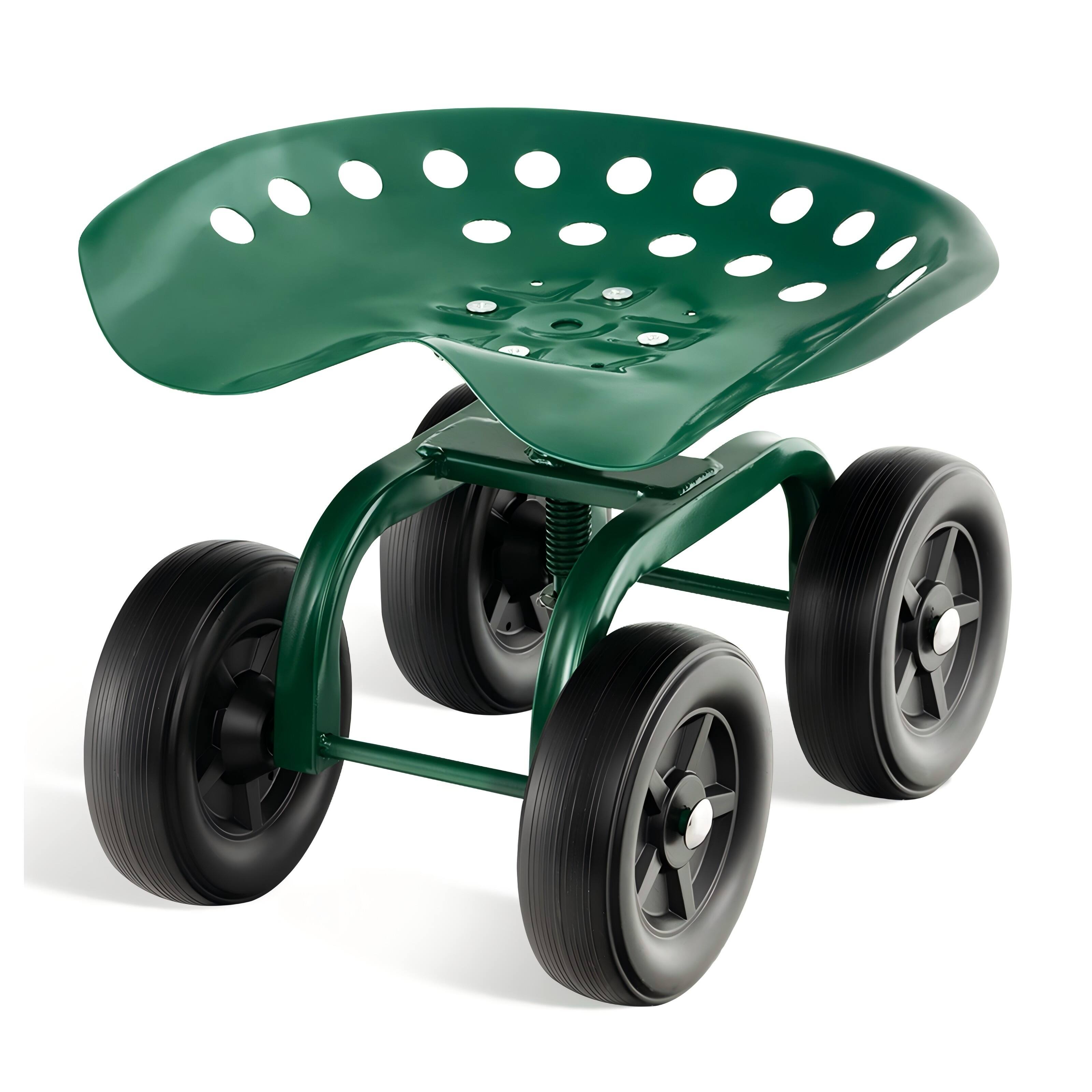Alt View 6. SKONYON - Garden Rolling Work Seat with Adjustable Height Durable Frame and High Weight Capacity - Green.