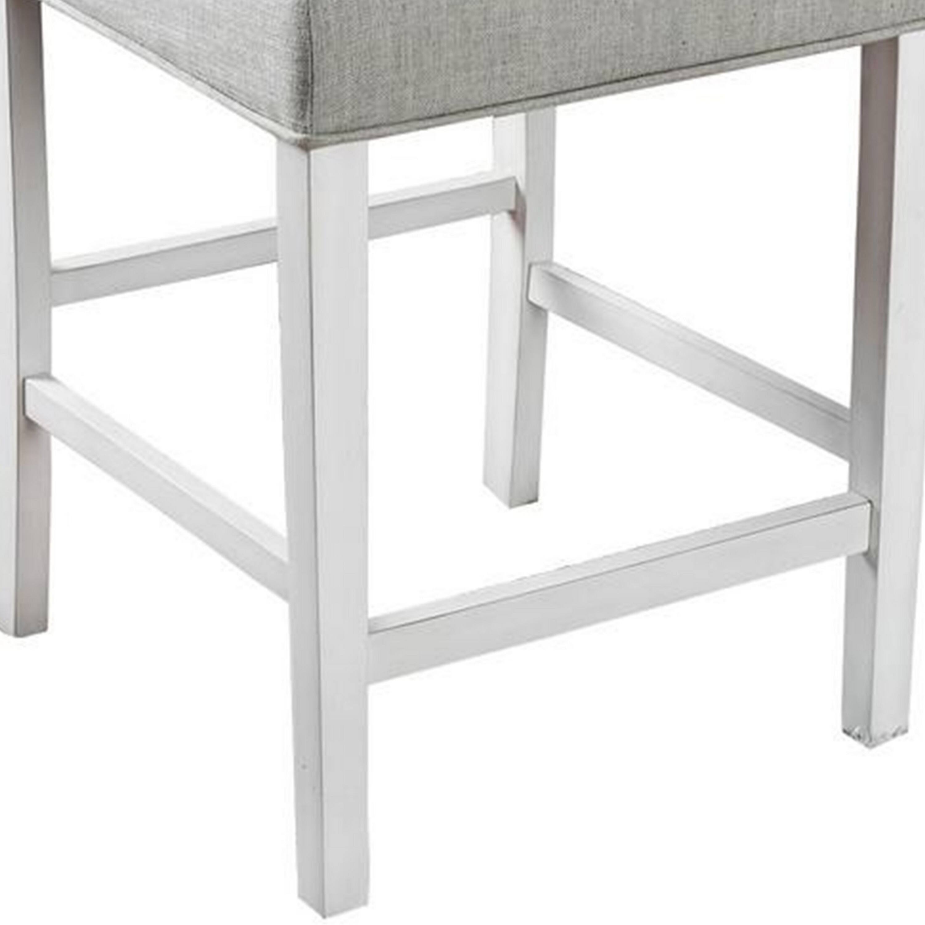 Alt View 3. Manhattan Lane - Fabric Upholstered Solid Wood Counter Height Chair, White and Gray, Pack of Two - White And Gray.