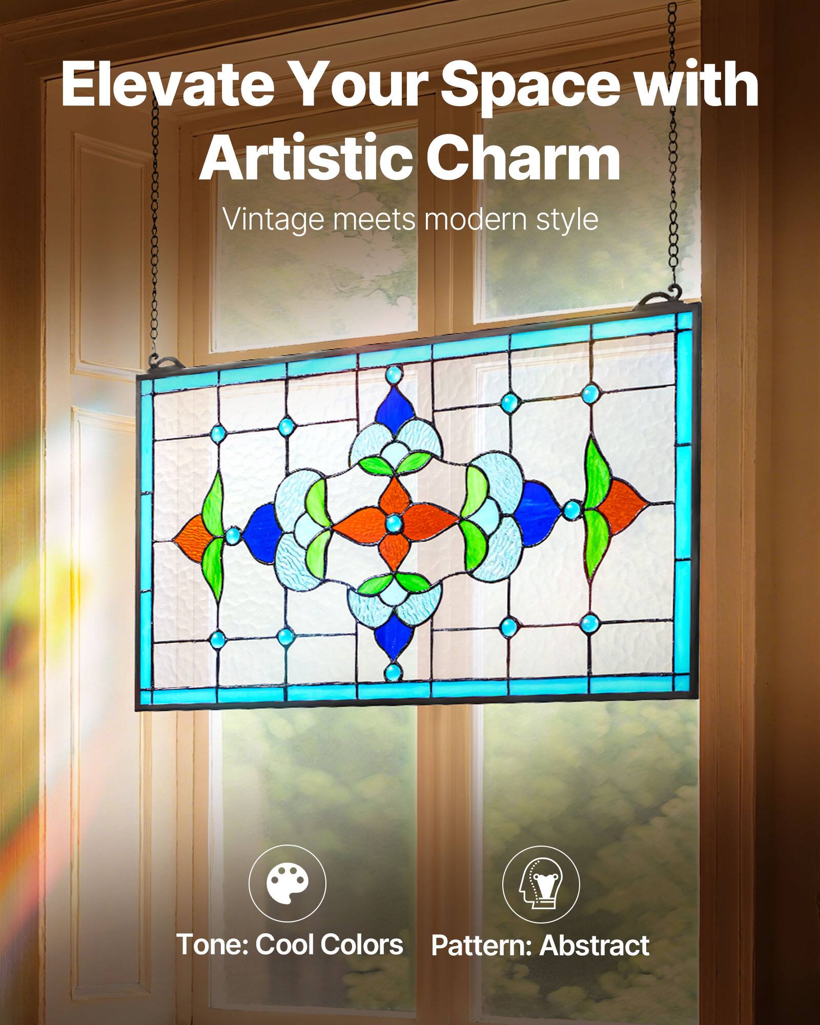 Elevate Your Space with Artistic Charm  
Vintage meets modern style  

Tone: Cool Colors  
Pattern: Abstract