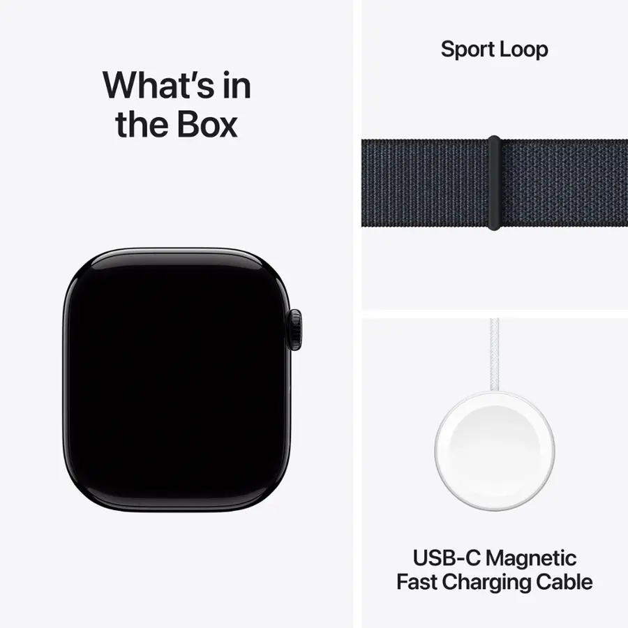 What's in the Box: Sport Loop, USB-C Magnetic Fast Charging Cable.