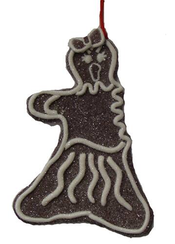 Front. Roman - Sweet Memories Sugared Angry Gingerbread Girl Cookie Bite Christmas Ornament - Brown.