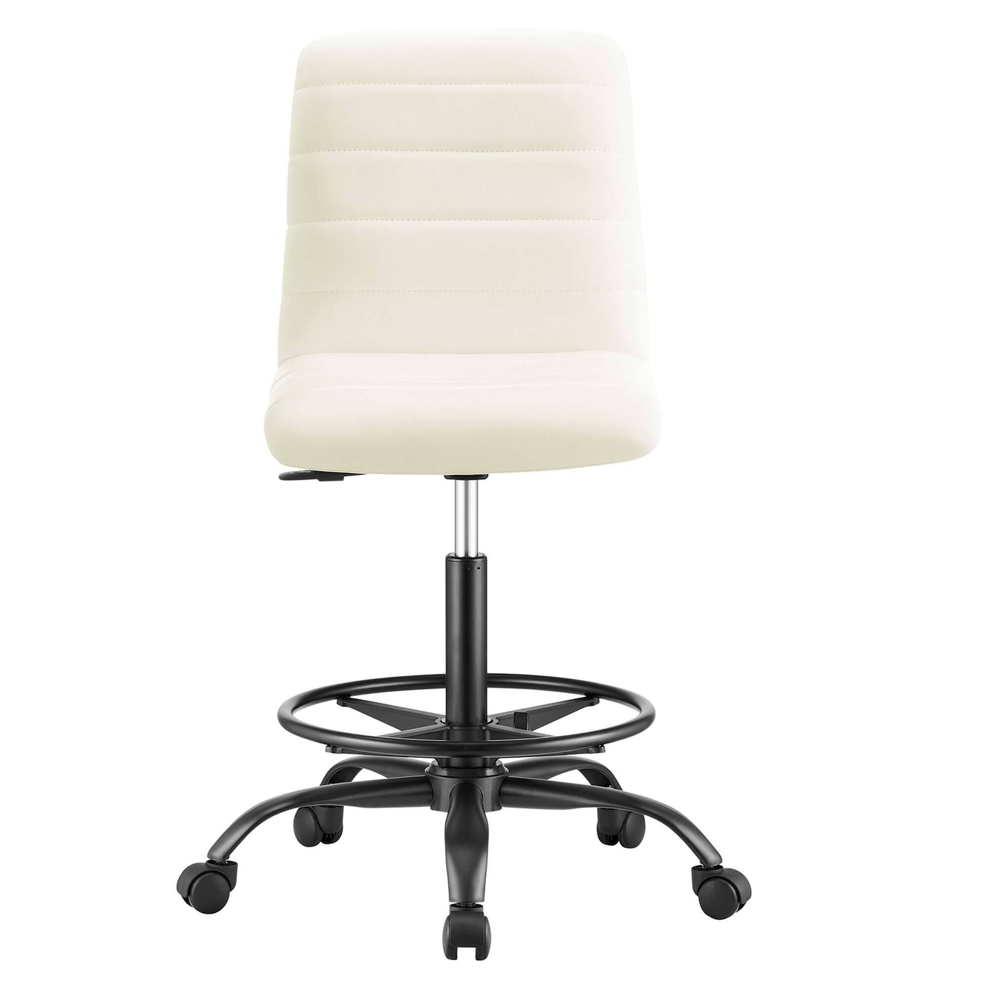 Alt View 4. Modway - Ripple Armless Vegan Leather Drafting Chair by Modway - Black White.