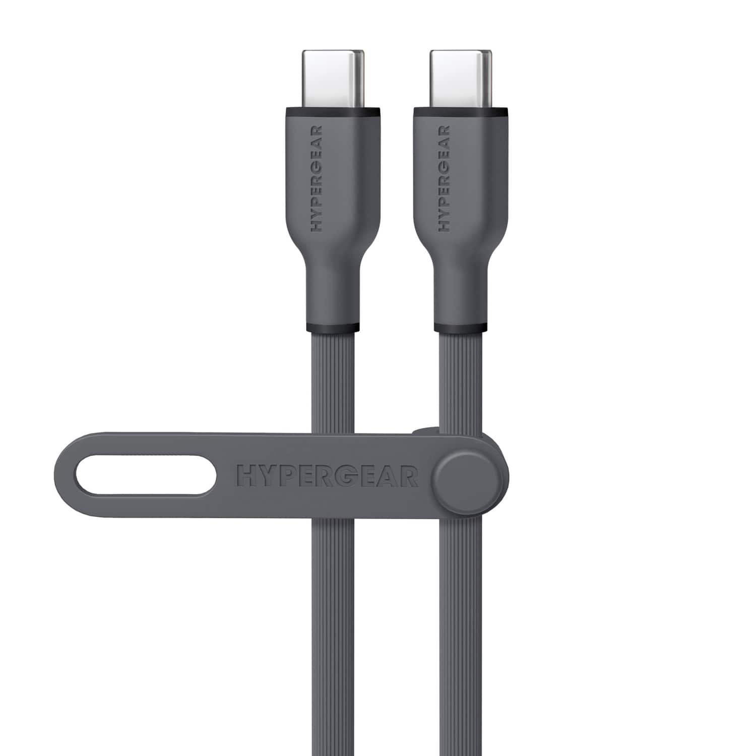 HyperGear - 15994 Flexi Pro Usb-c To Usb-c Soft-touch Silicone Fast Charge And Sync Cable (10 Ft.; - Gray