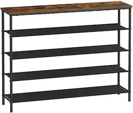 Songmics Home - 5-Tier Shoe Rack – Shoe Storage Organizer for Entryway and Closet Holds 20-24 Pairs Rustic Brown and Black - 0