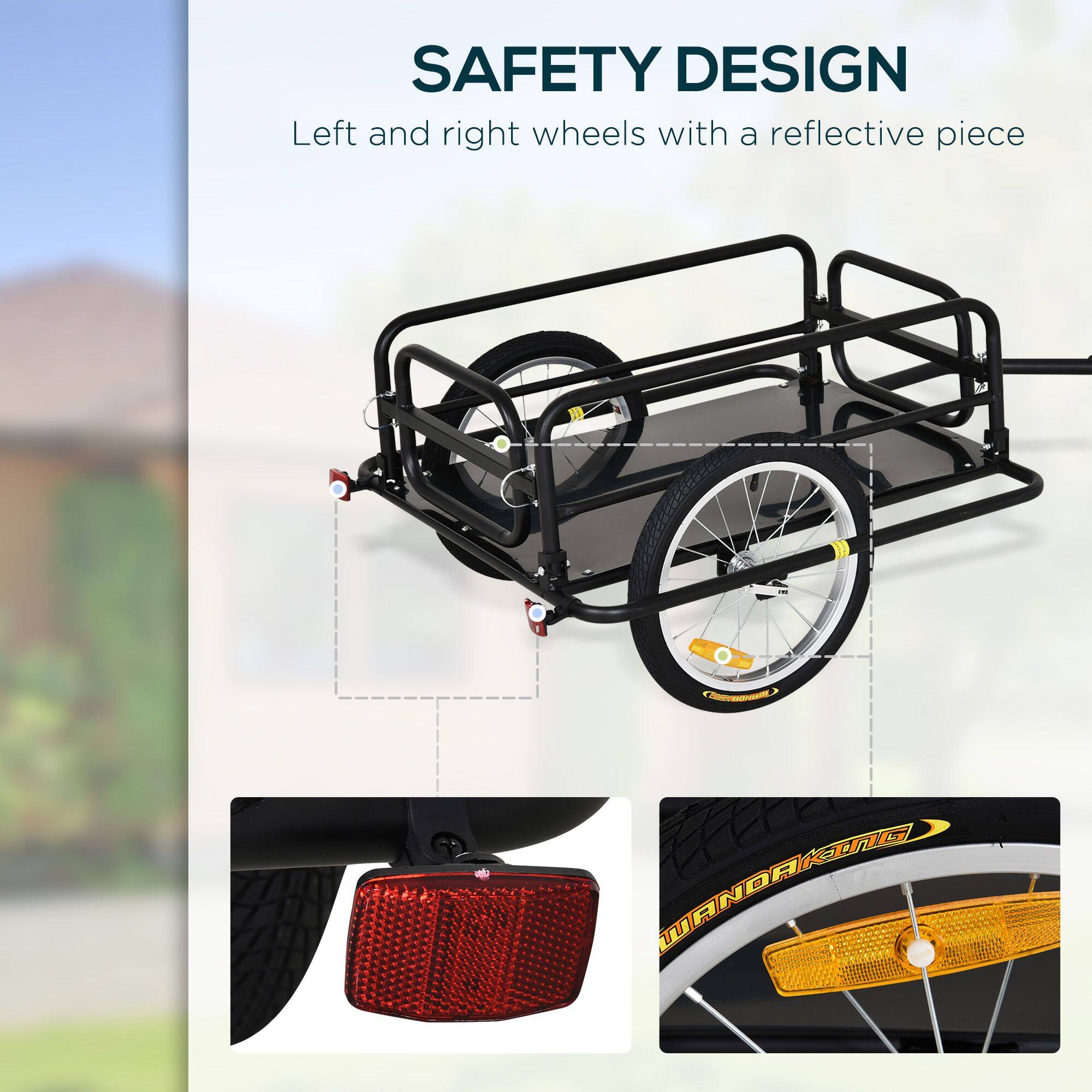 SAFETY DESIGN  
Left and right wheels with a reflective piece