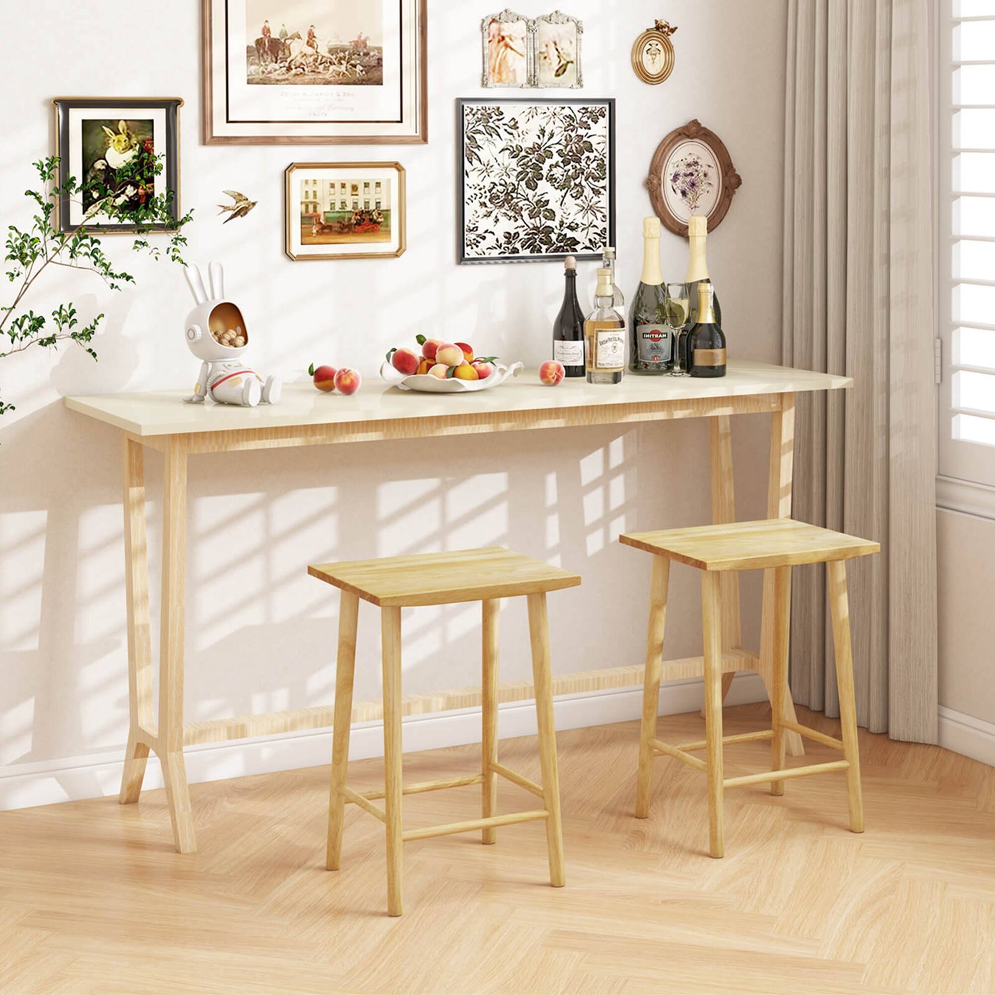 Alt View 4. Costway - 25.5" Counter Height Stool Set of 4 with Footrest & Solid Wood Frame Natural - Natural.
