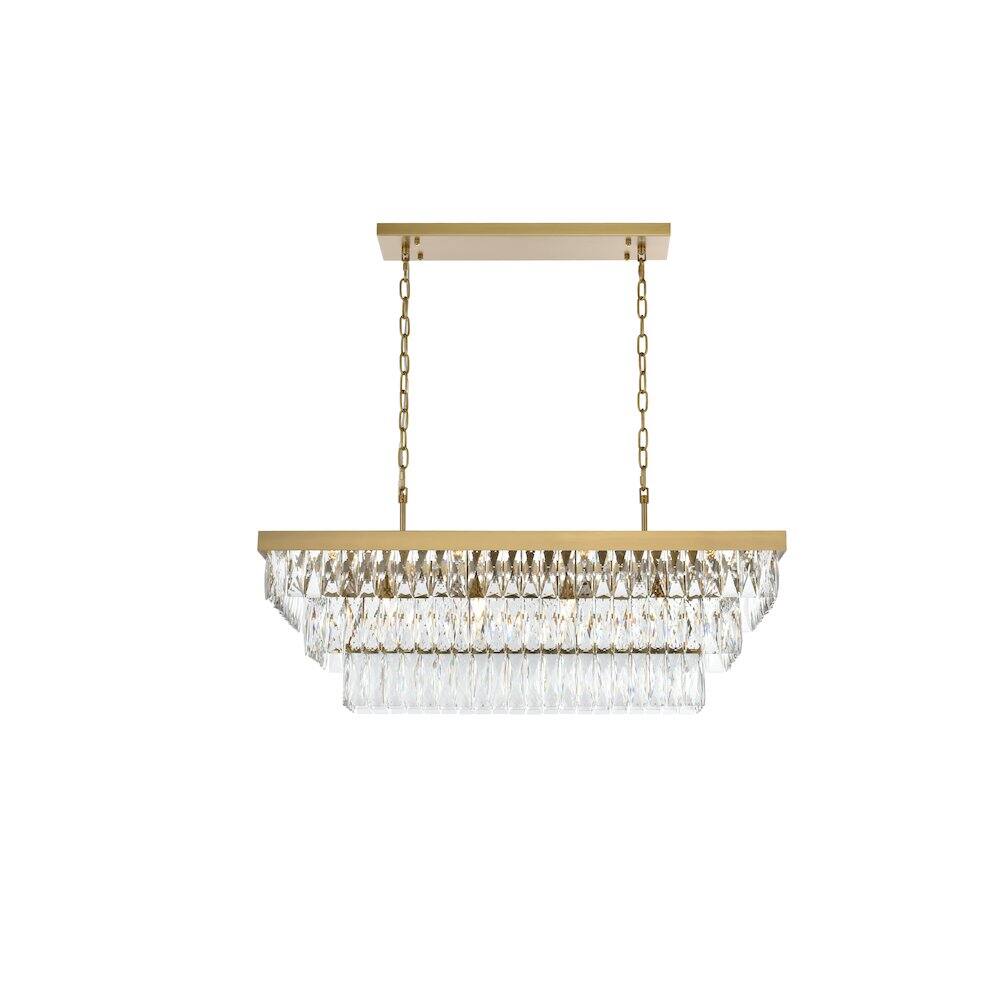 Back. Elegant Lighting - Josephine 36 Inch Rectangular Chandelier In Satin Gold - Satin Gold And Clear.