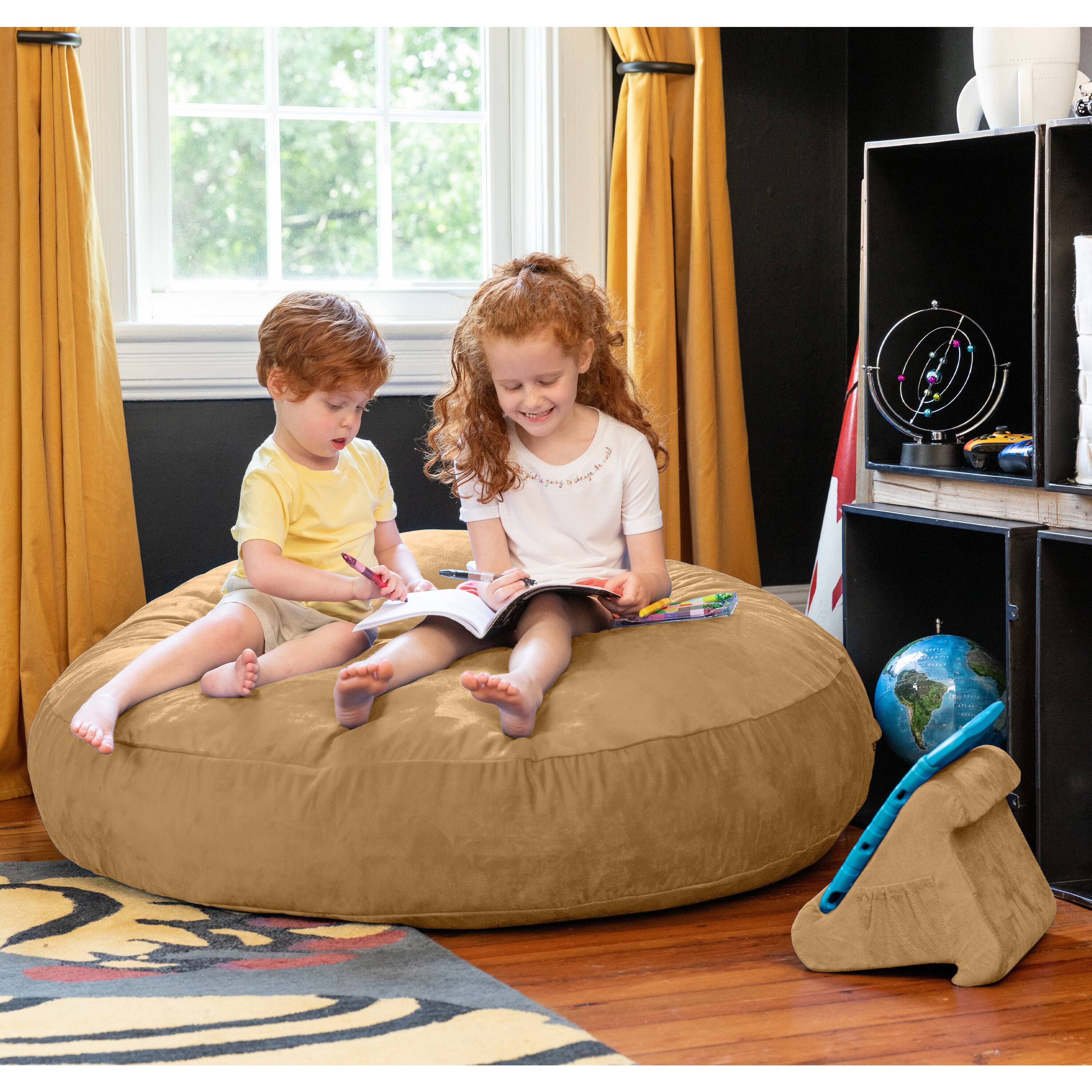 Left. Jaxx - Jaxx Cocoon 4 Foot Bean Bag Chair and Crash Pad, Camel - Camel.