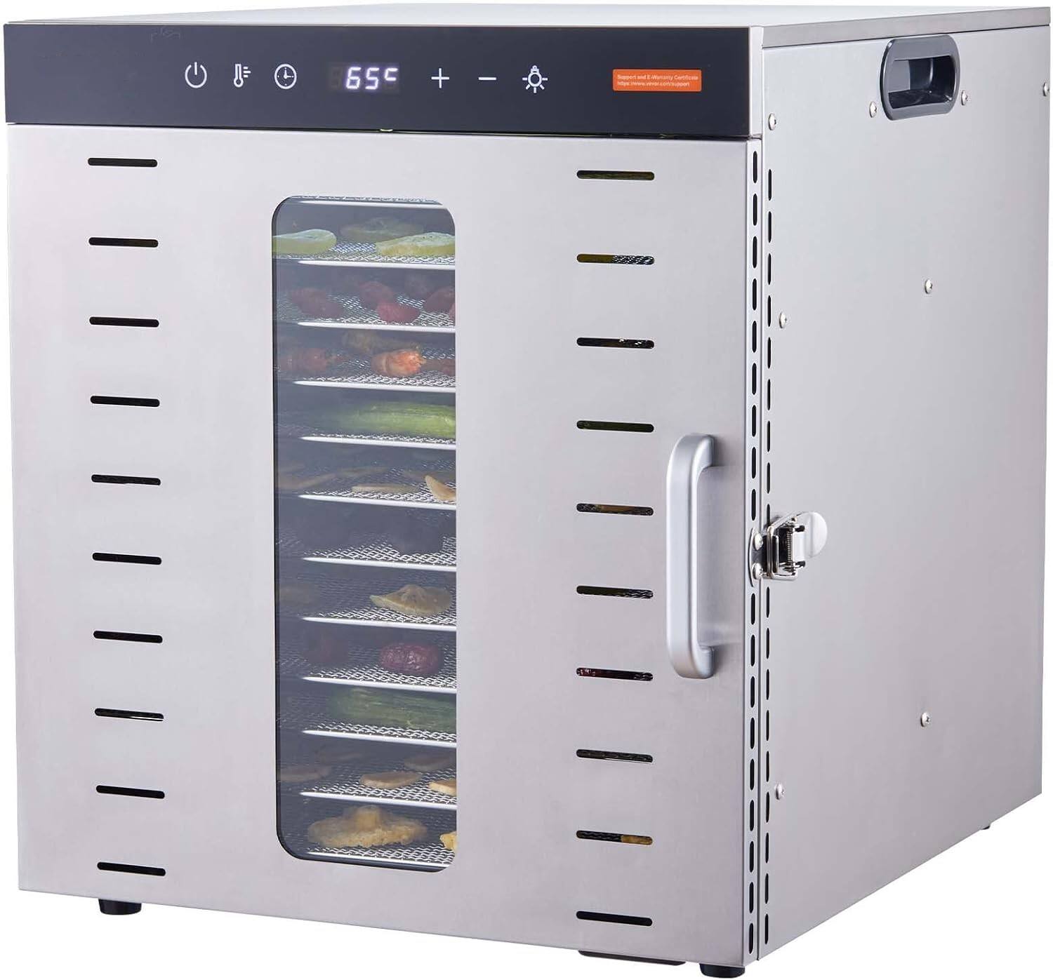 Alt View 4. MOOSOO - Food Dehydrator Machine, 10 Tray Stainless Steel 1000W Electric Food Dryer with Digital Adjustable Timer & Temperature - Silver.
