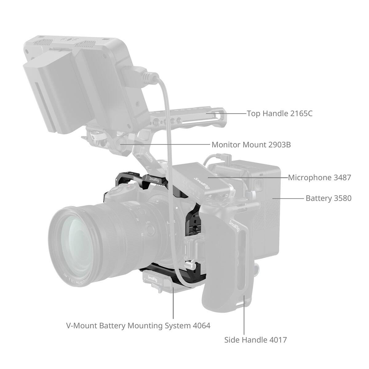 Top Handle 2165C  
Monitor Mount 2903B  
Microphone 3487  
Battery 3580  
V-Mount Battery Mounting System 4064  
Side Handle 4017