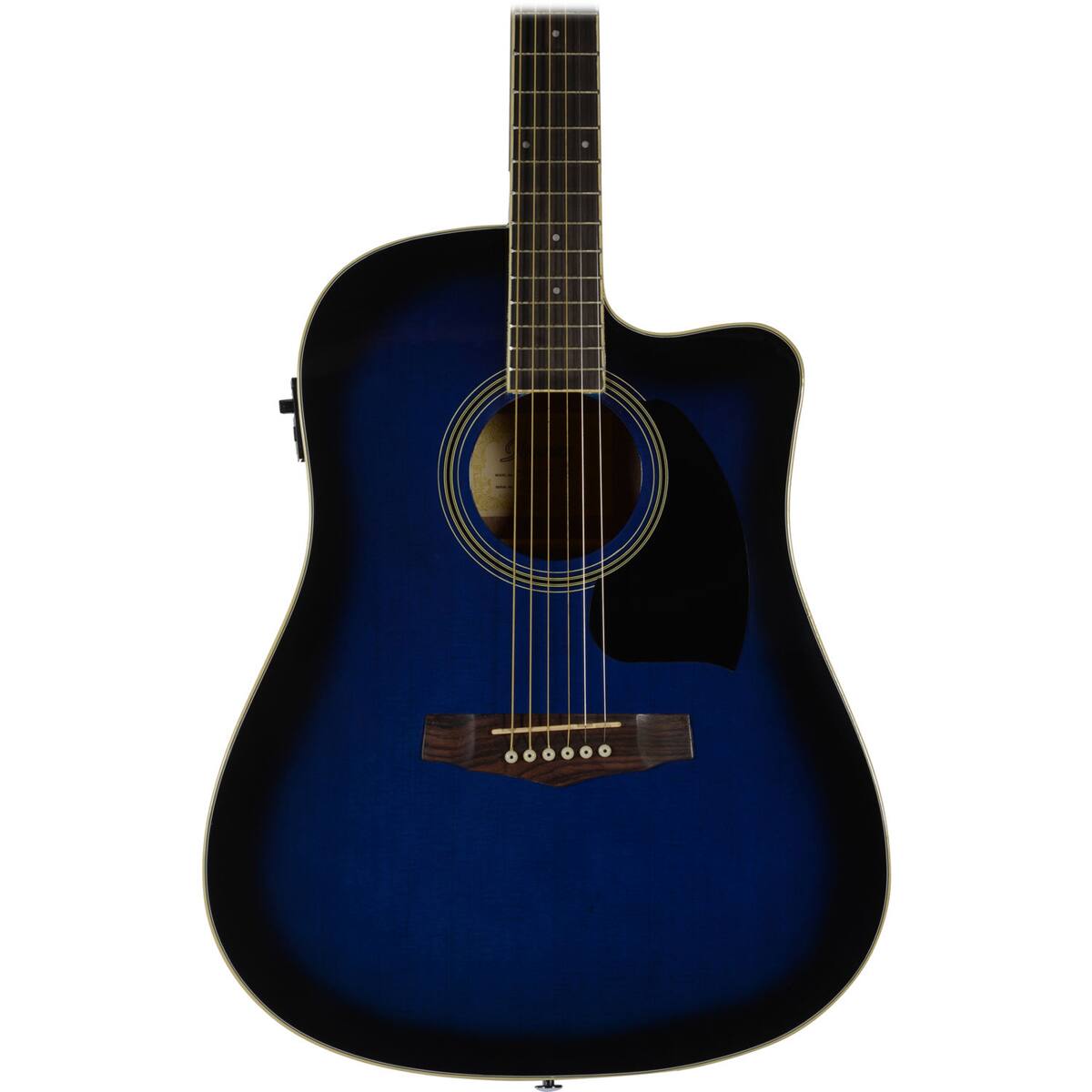 Alt View 3. Ibanez - Ibanez Performance PF15ECE Performance Dreadnought Acoustic Electric Guitar, Rosewood Fretboard, Transparent Blue.