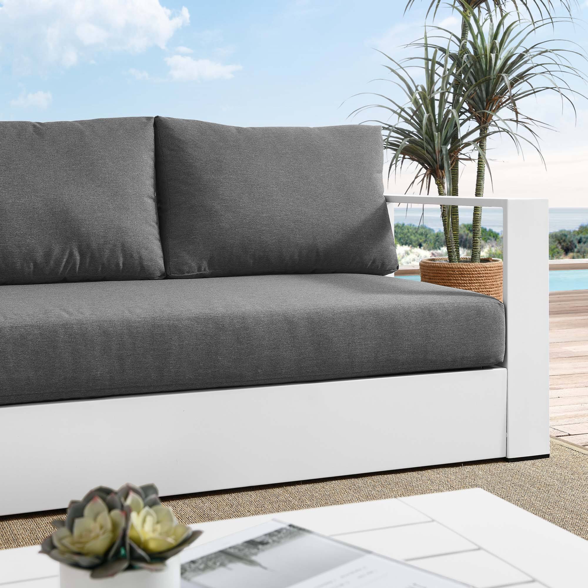 Back. Modway - Tahoe Outdoor Patio Powder-Coated Aluminum Sofa by Modway - White Charcoal.