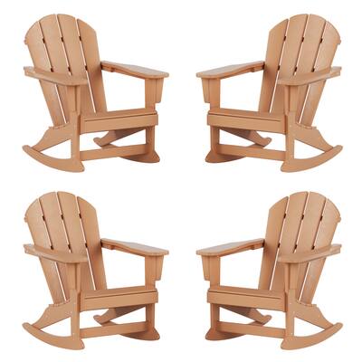 Front. WestinTrends - WestinTrends Malibu Outdoor Patio Porch Rocking Adirondack Chair (Set of 4) - Teak.