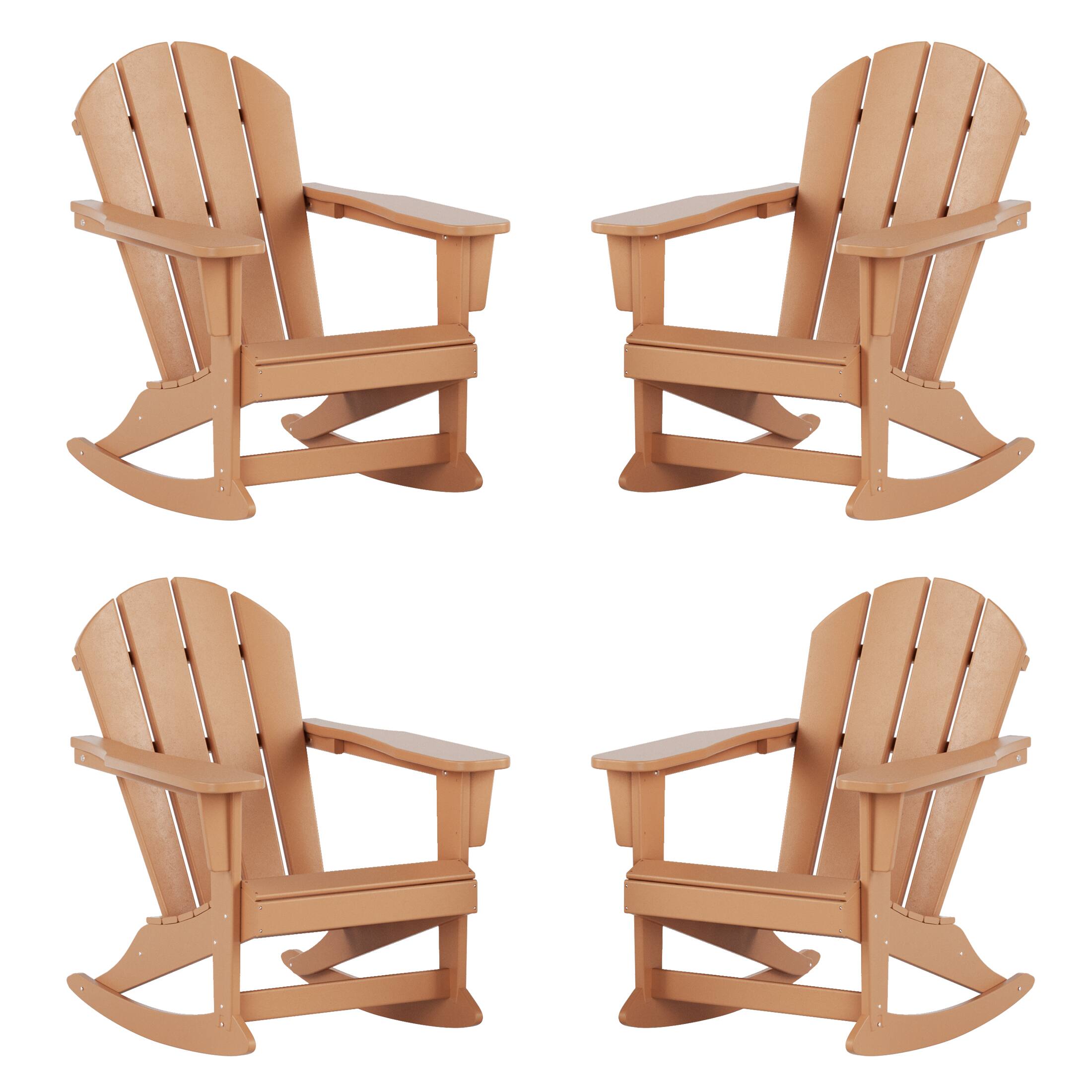 Front. WestinTrends - WestinTrends Malibu Outdoor Patio Porch Rocking Adirondack Chair (Set of 4) - Teak.